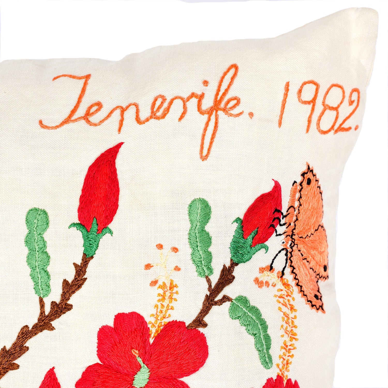 Vintage European Embroidered cushion 1'5" x 1'4"