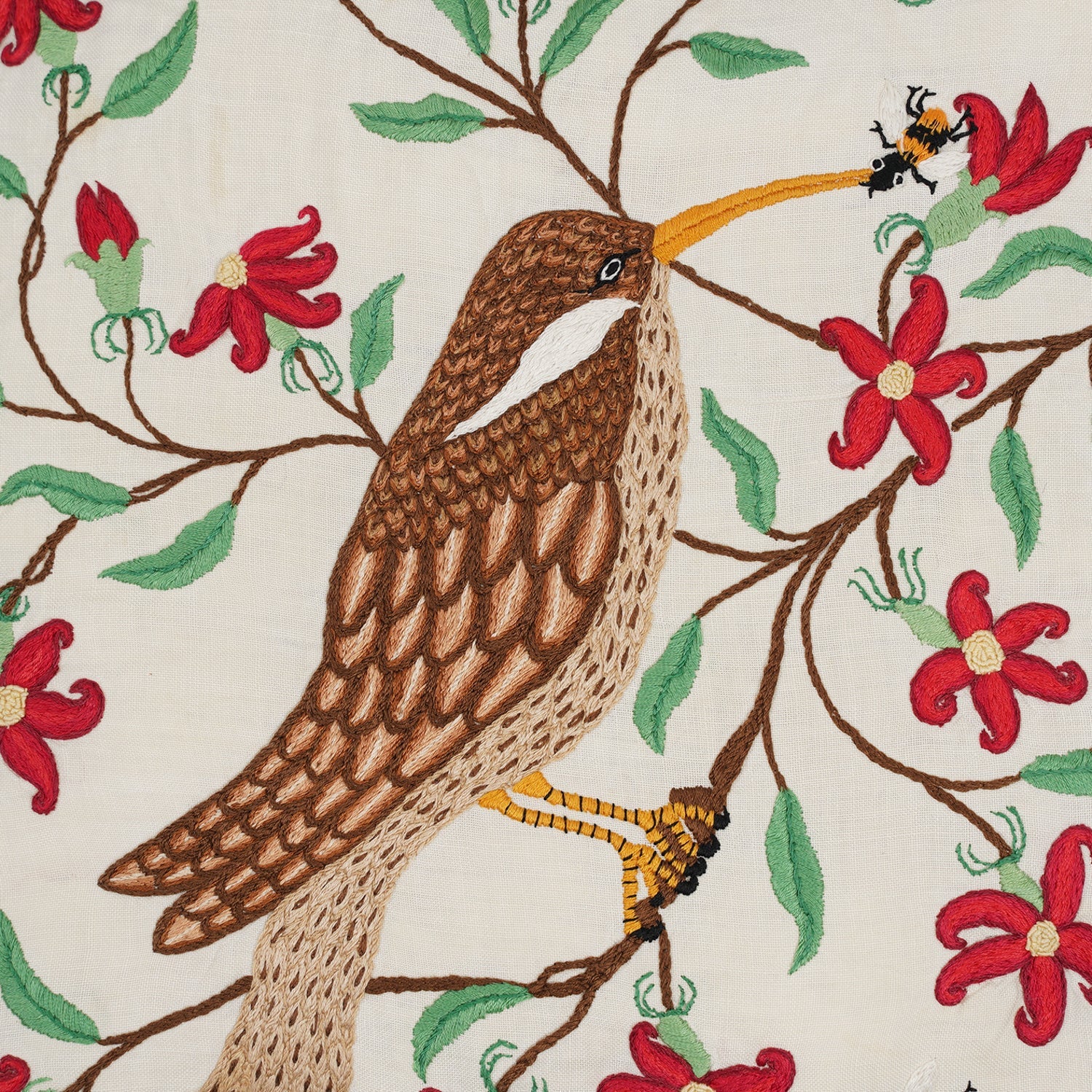 Vintage European Embroidered Cushion 1'4" x 1'3"