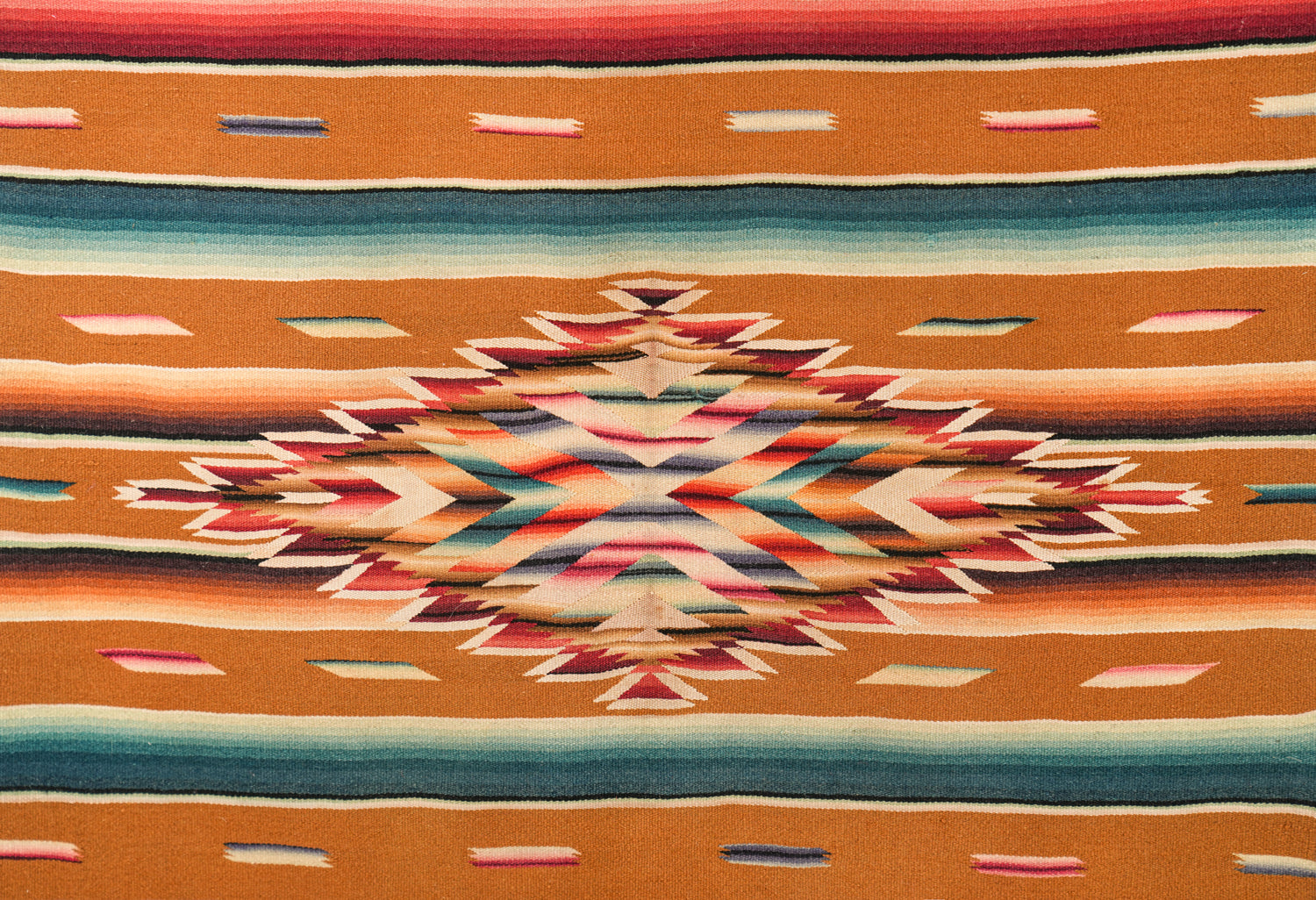 Vintage Mexican Saltillo Serape Textile 3'9" x 1'9"