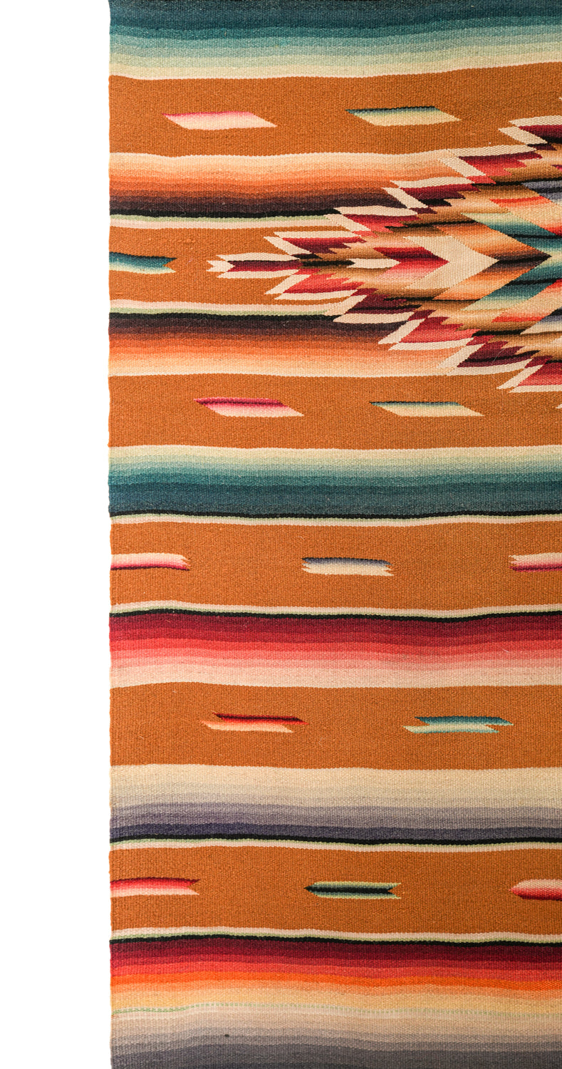 Vintage Mexican Saltillo Serape Textile 3'9" x 1'9"