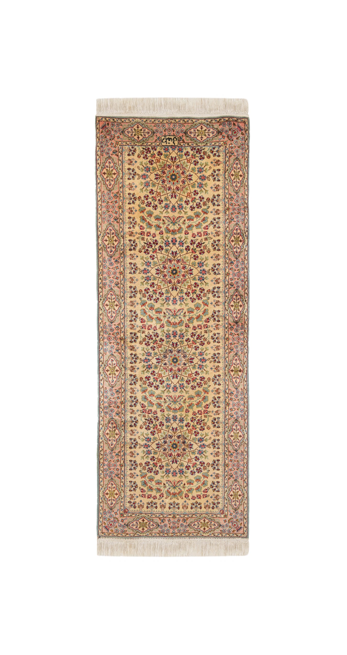 vintage turkish hereke hallway rug 7'3" x 2'8"