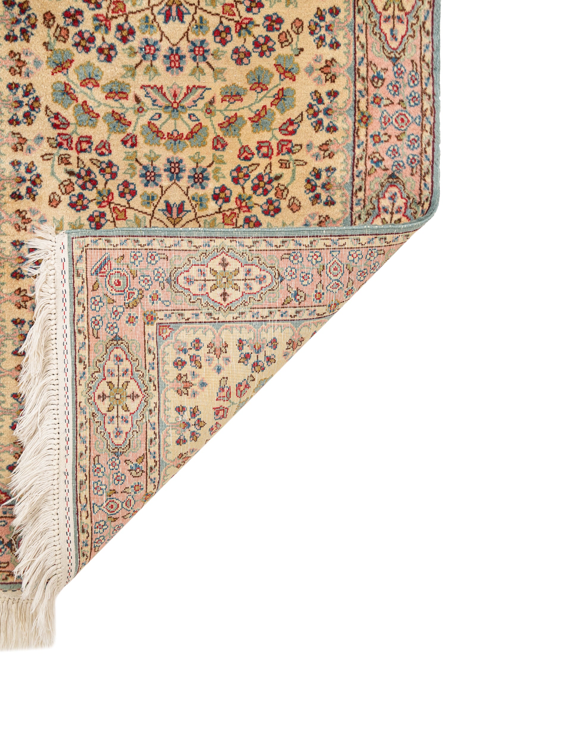 vintage turkish hereke hallway rug 7'3" x 2'8"