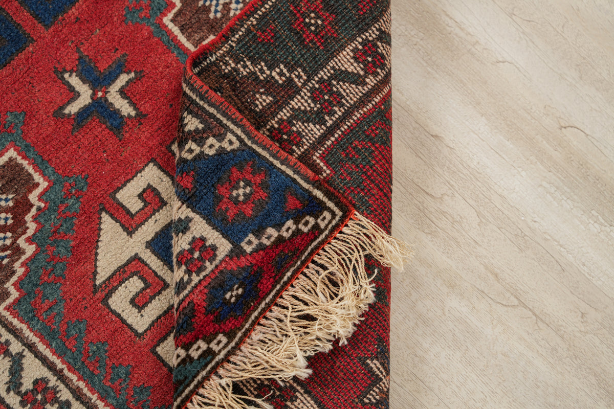 Vintage Turkish Runner Rug 9'2" X 2'4"