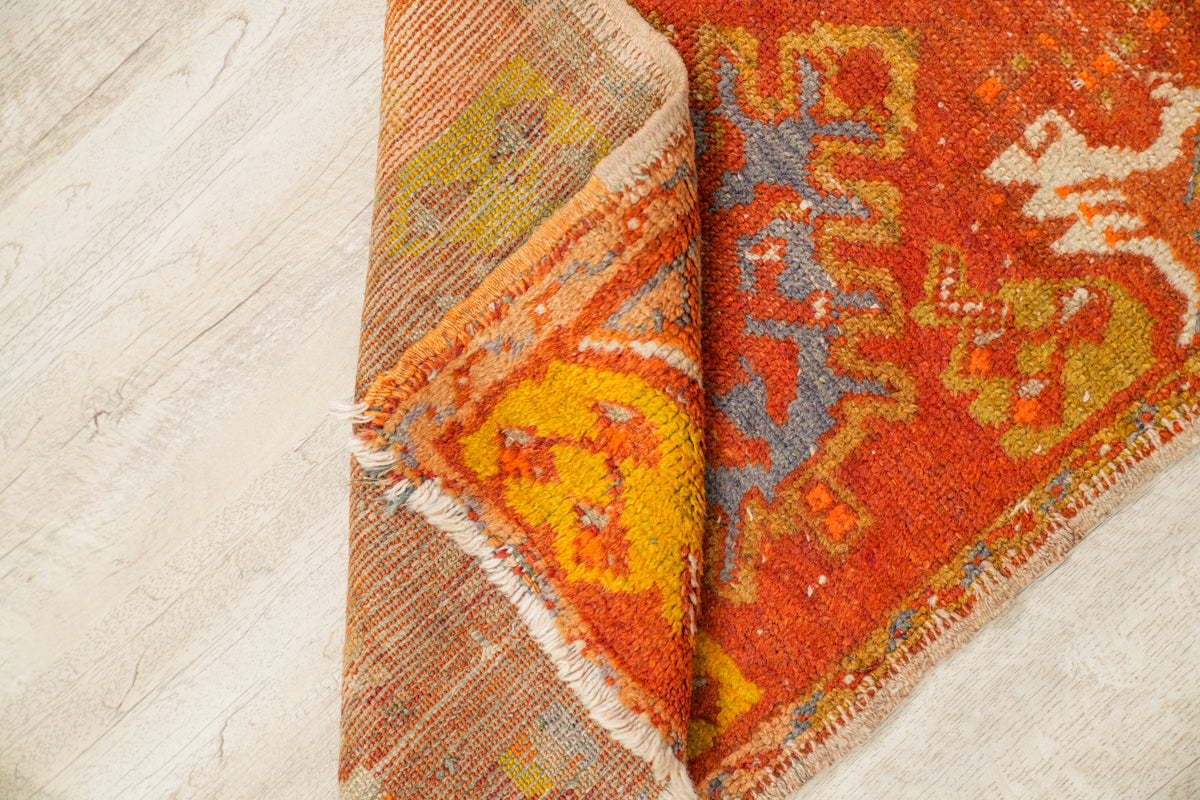 Vintage Turkish Oushak Rug 2'8" x 1'7"