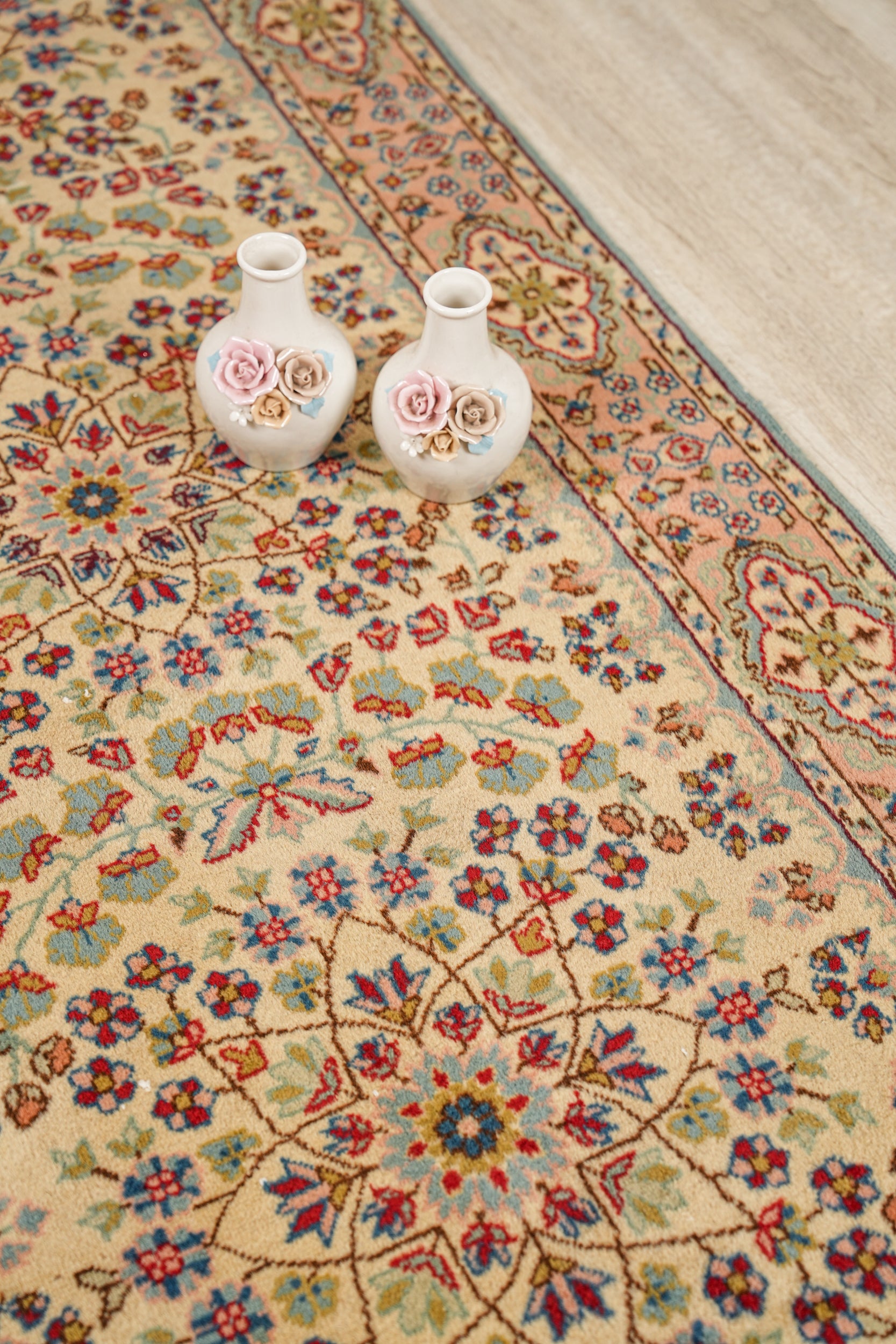 vintage turkish hereke hallway rug 7'3" x 2'8"