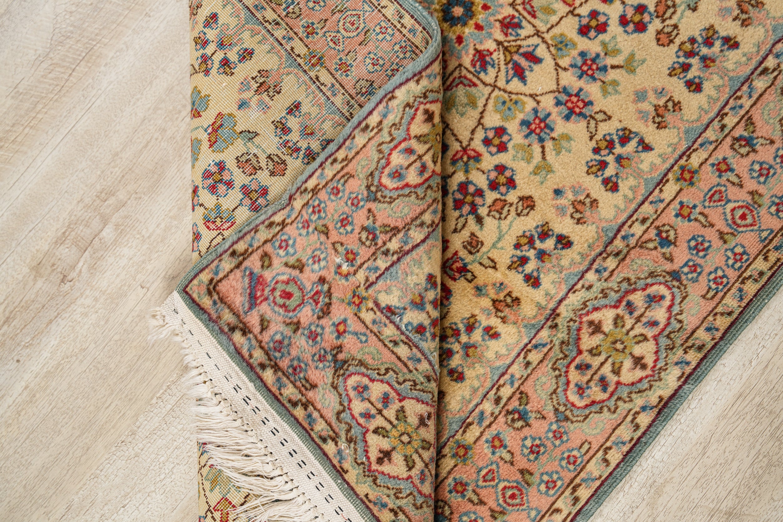 vintage turkish hereke hallway rug 7'3" x 2'8"