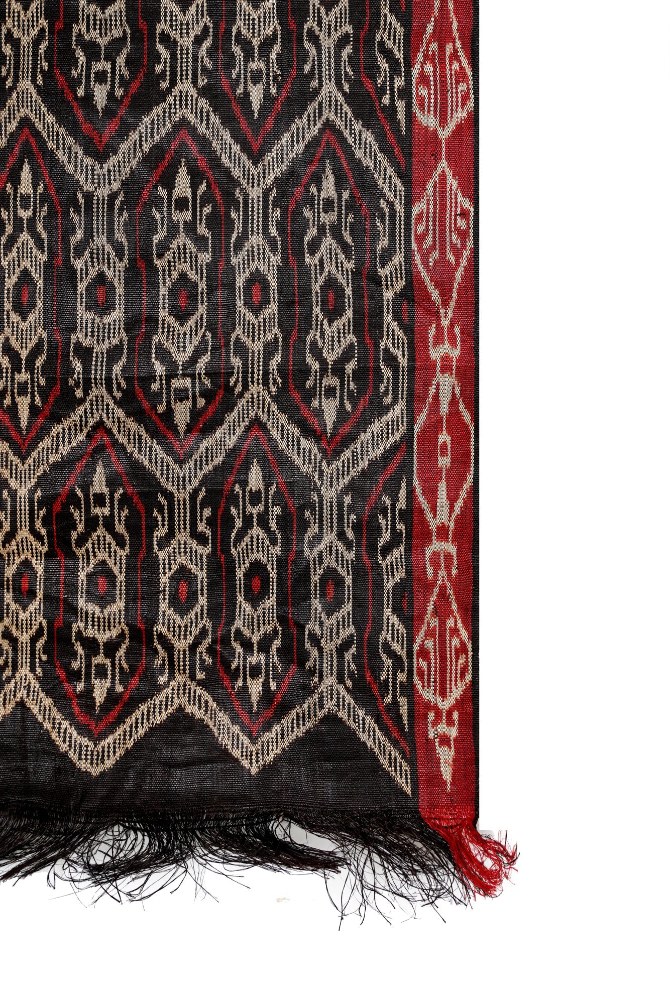 Vintage Indonesian Bamboo silk Ikat textile 3'7" x 1'2"