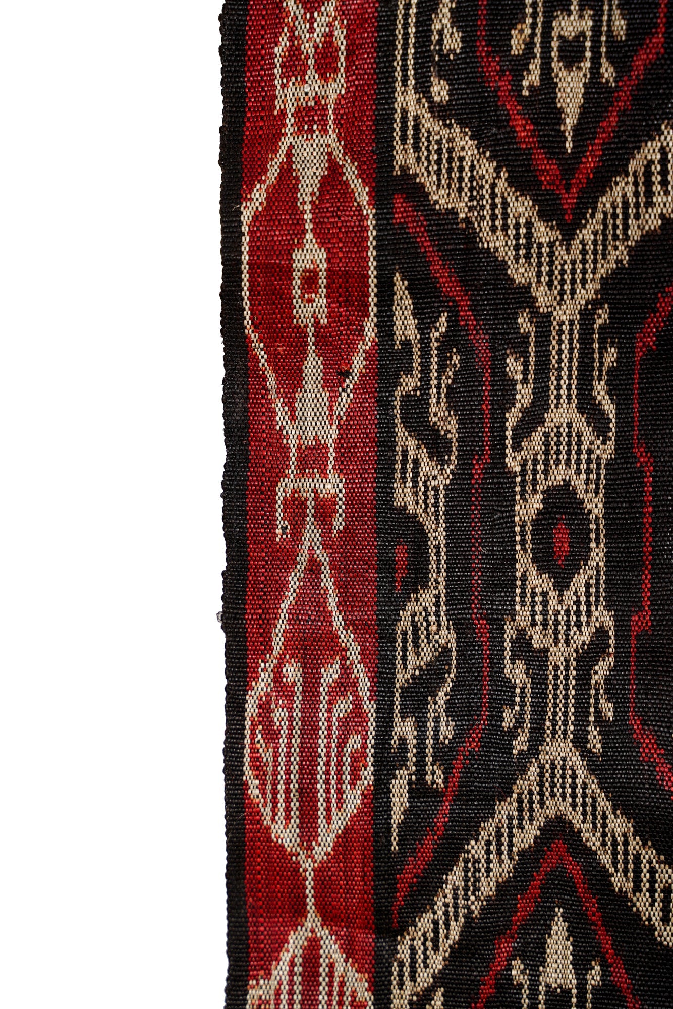 Vintage Indonesian Bamboo silk Ikat textile 3'7" x 1'2"