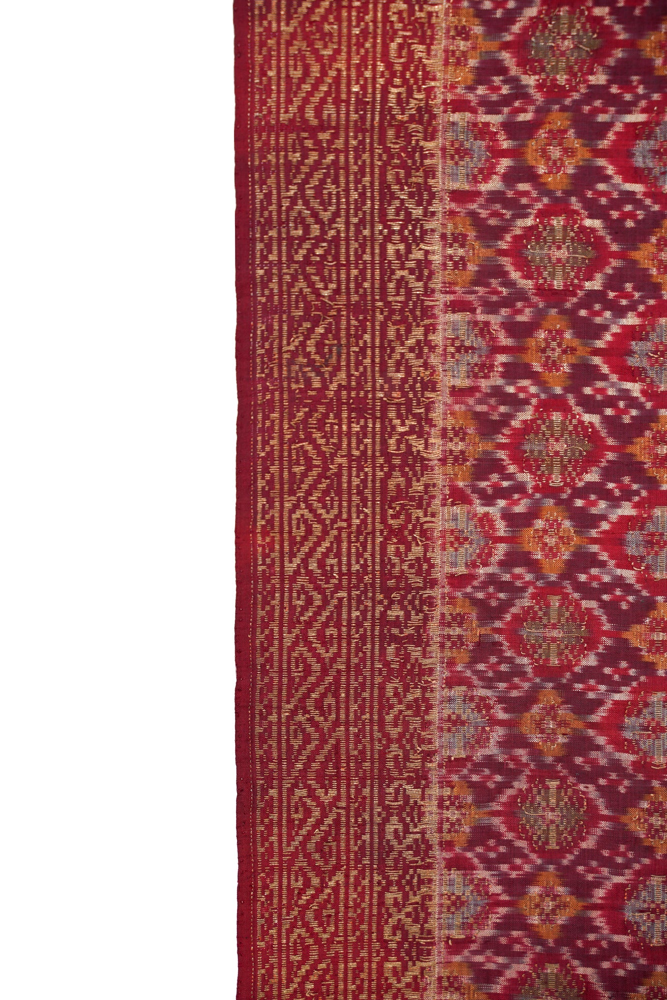 Antique Ceremonial shoulder cloth Silk textile (Kain Songket) 8'10" x 2'10"