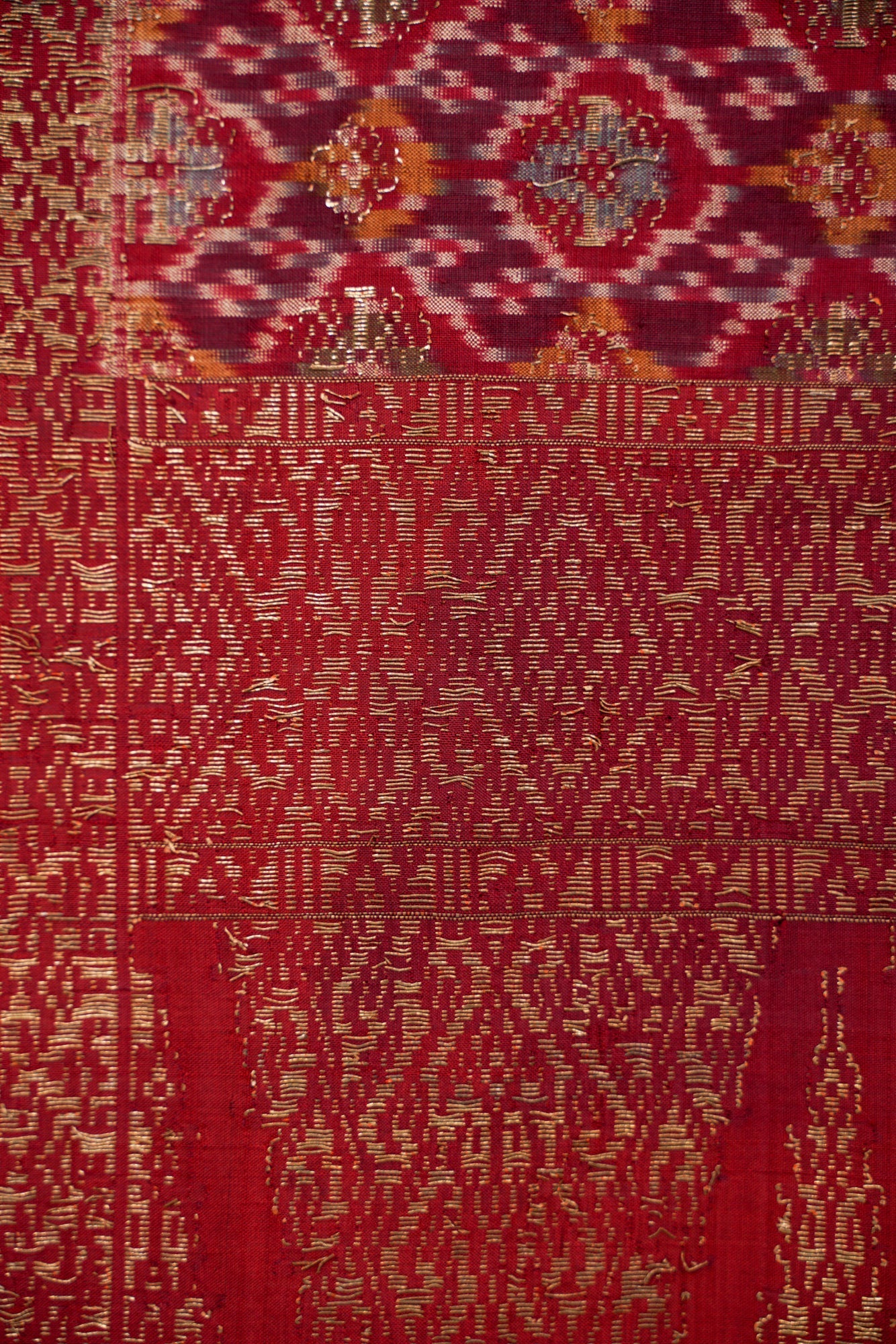 Antique Ceremonial shoulder cloth Silk textile (Kain Songket) 8'10" x 2'10"