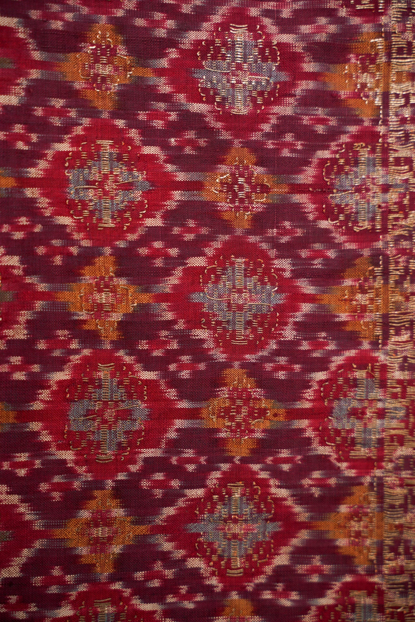 Antique Ceremonial shoulder cloth Silk textile (Kain Songket) 8'10" x 2'10"