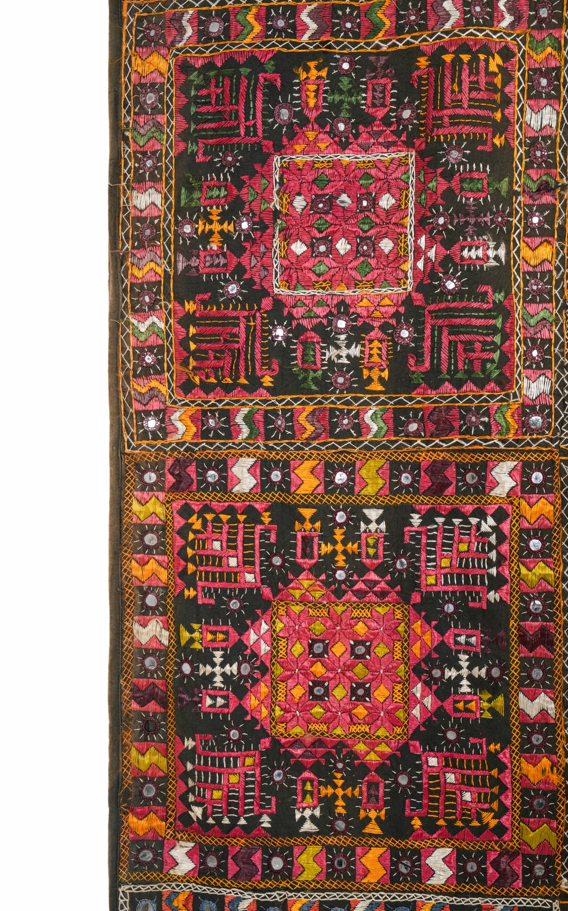 Vintage Indian Phulkari Textile 6'4" x 3'10"