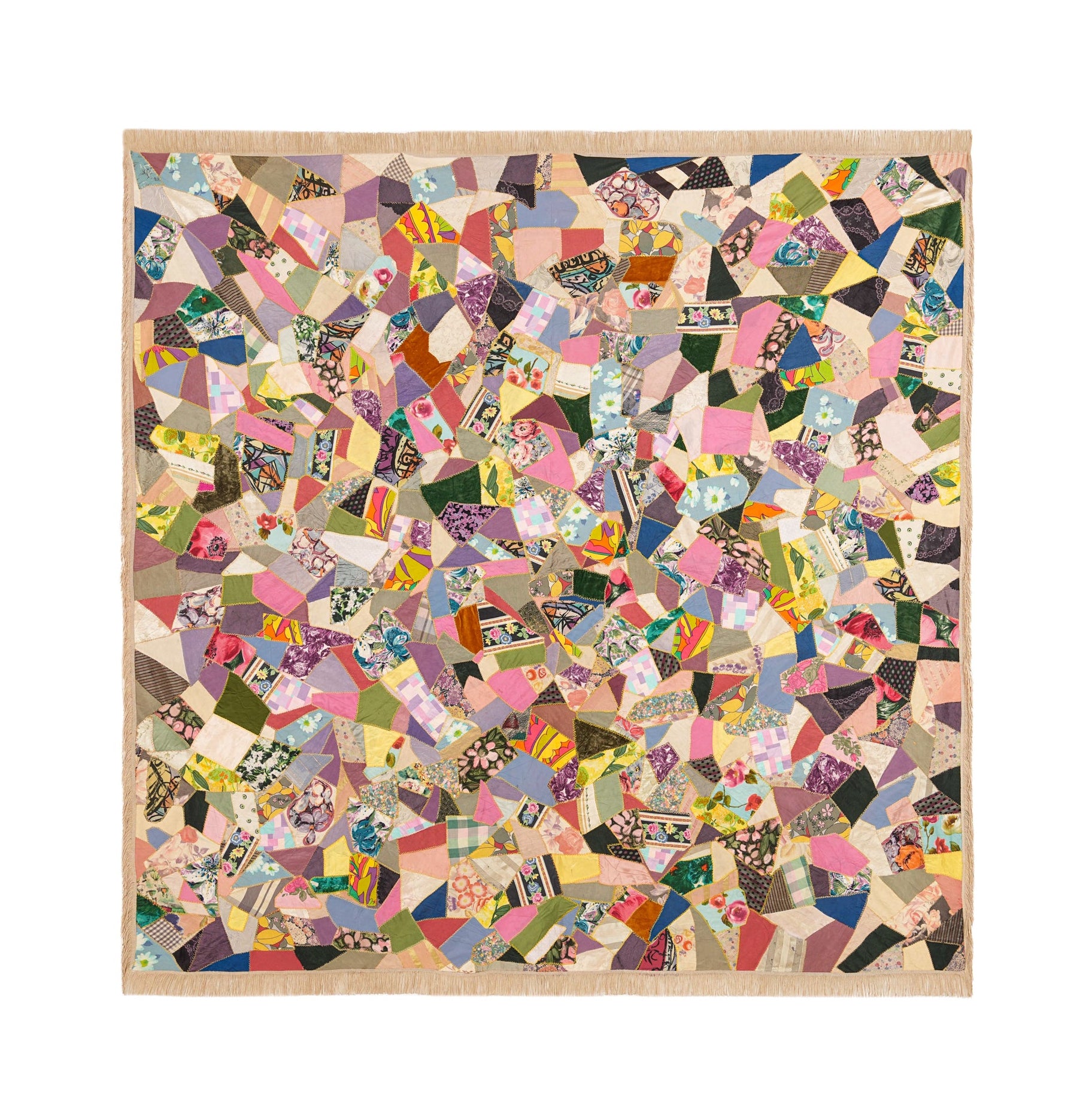 Vintage American Crazy Quilt 7'1" x 7'
