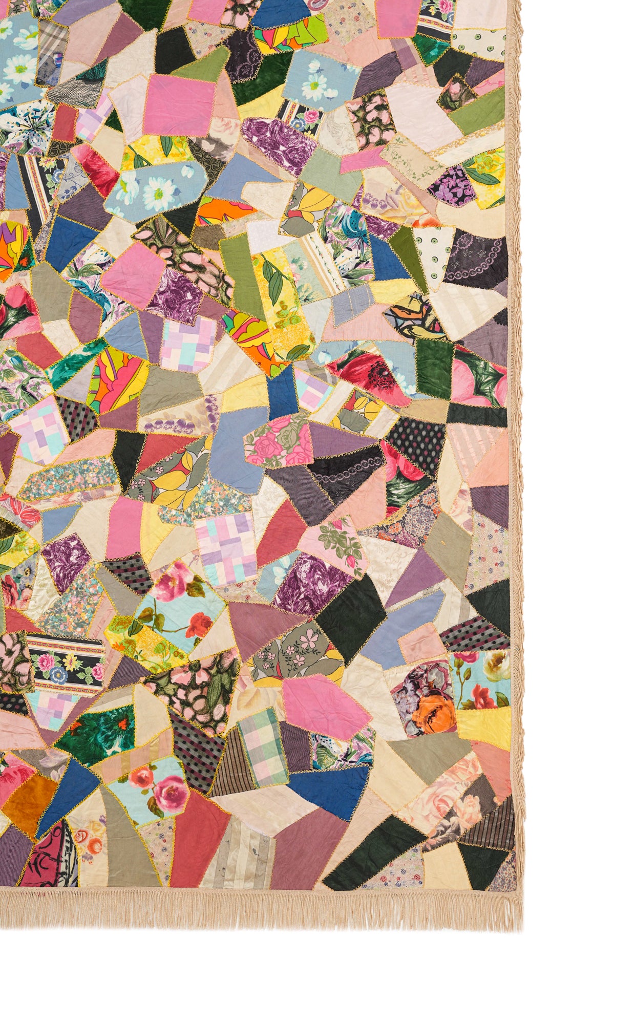 Vintage American Crazy Quilt 7'1" x 7'