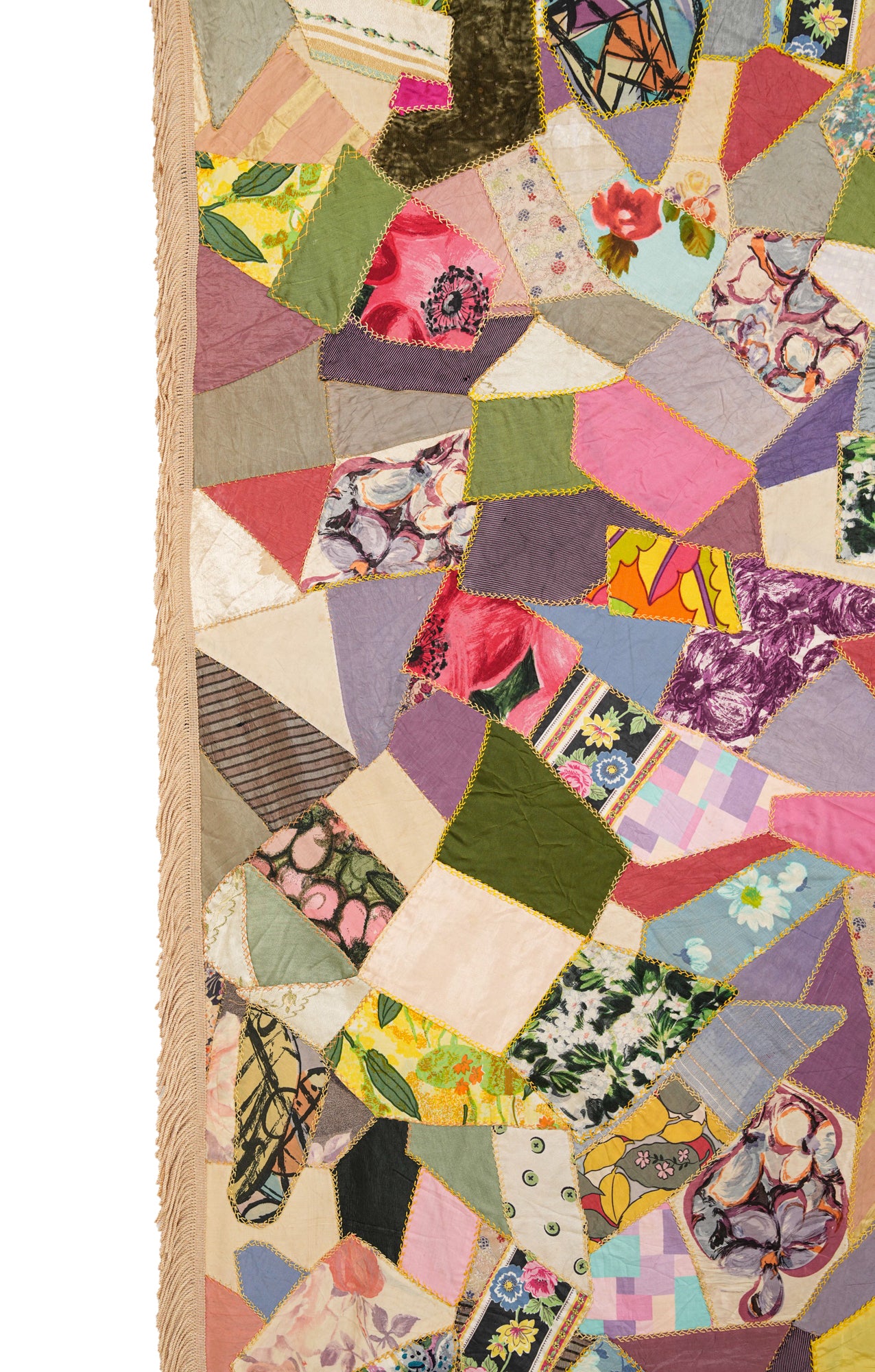 Vintage American Crazy Quilt 7'1" x 7'