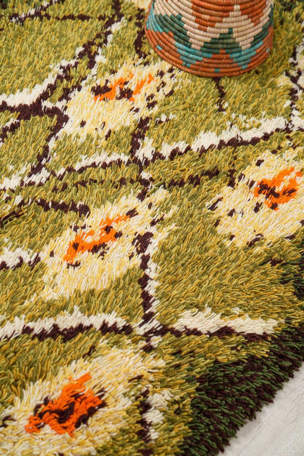 Vintage Scandinavian Rya Rug 5'4" x 3'8"