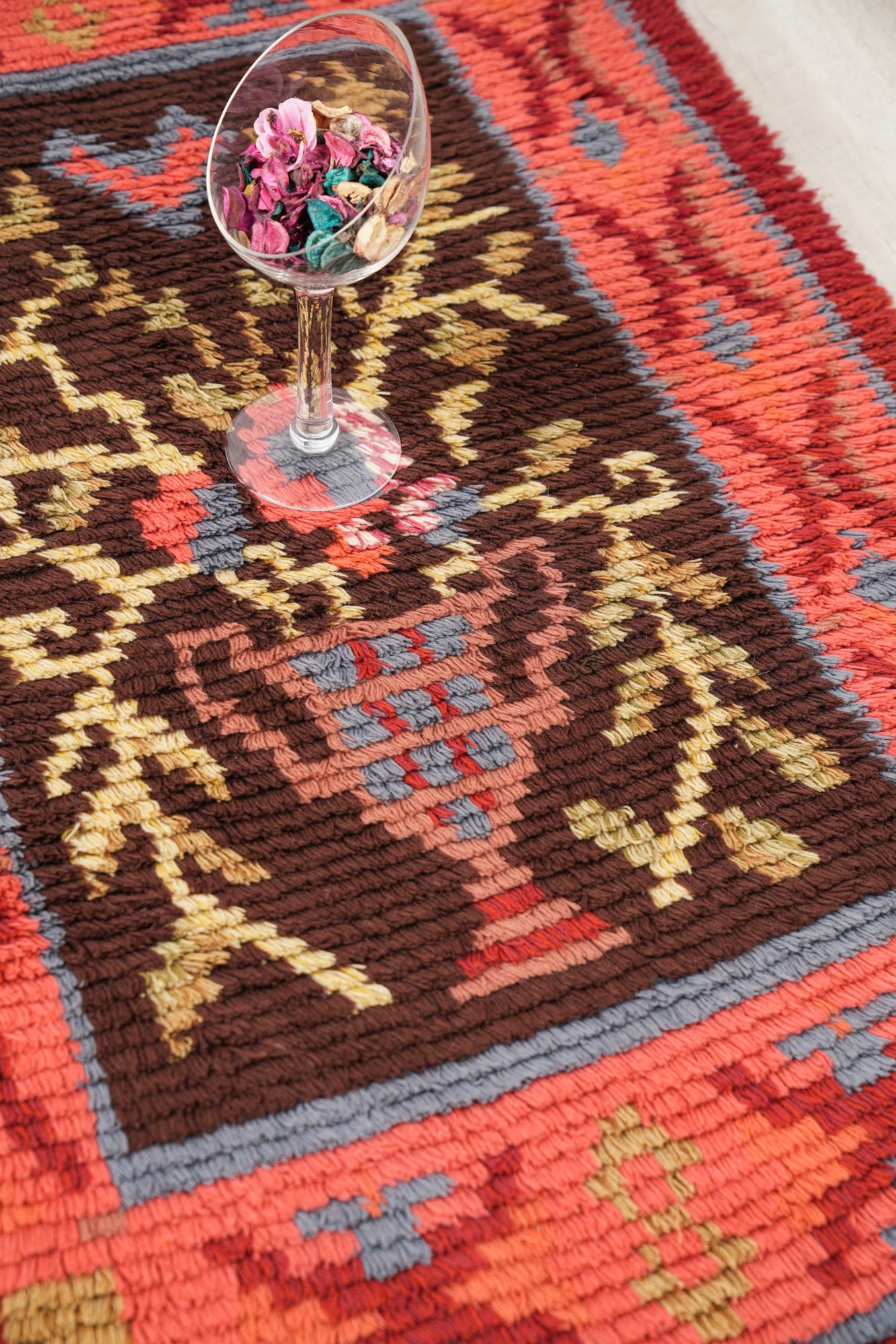 vintage Scandinavian Rya Rug 4'6" x 2'9"