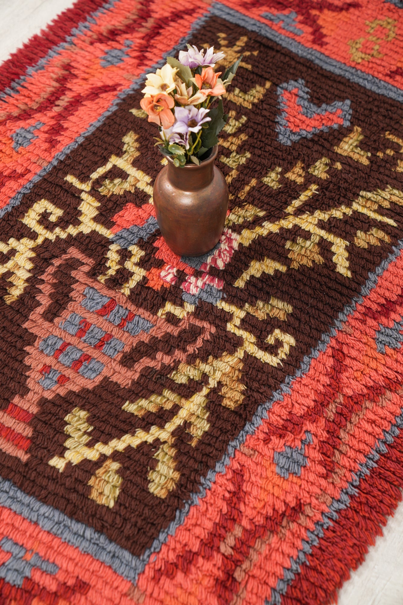 vintage Scandinavian Rya Rug 4'6" x 2'9"