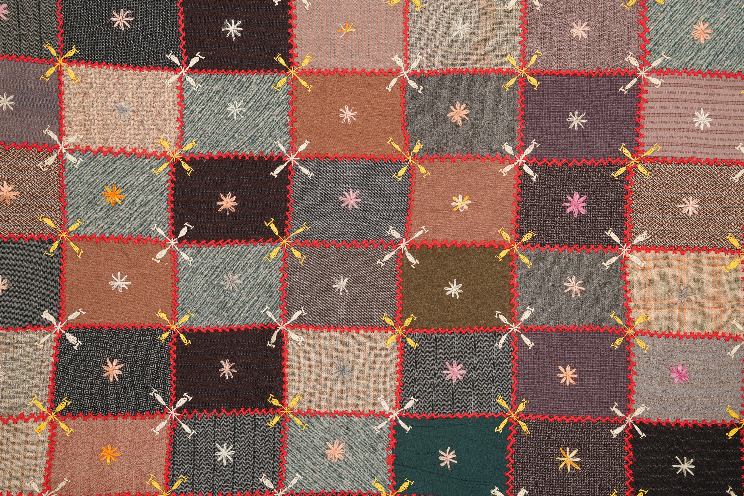 Vintage European Crazy Quilt textile 7'1" x 3'8"