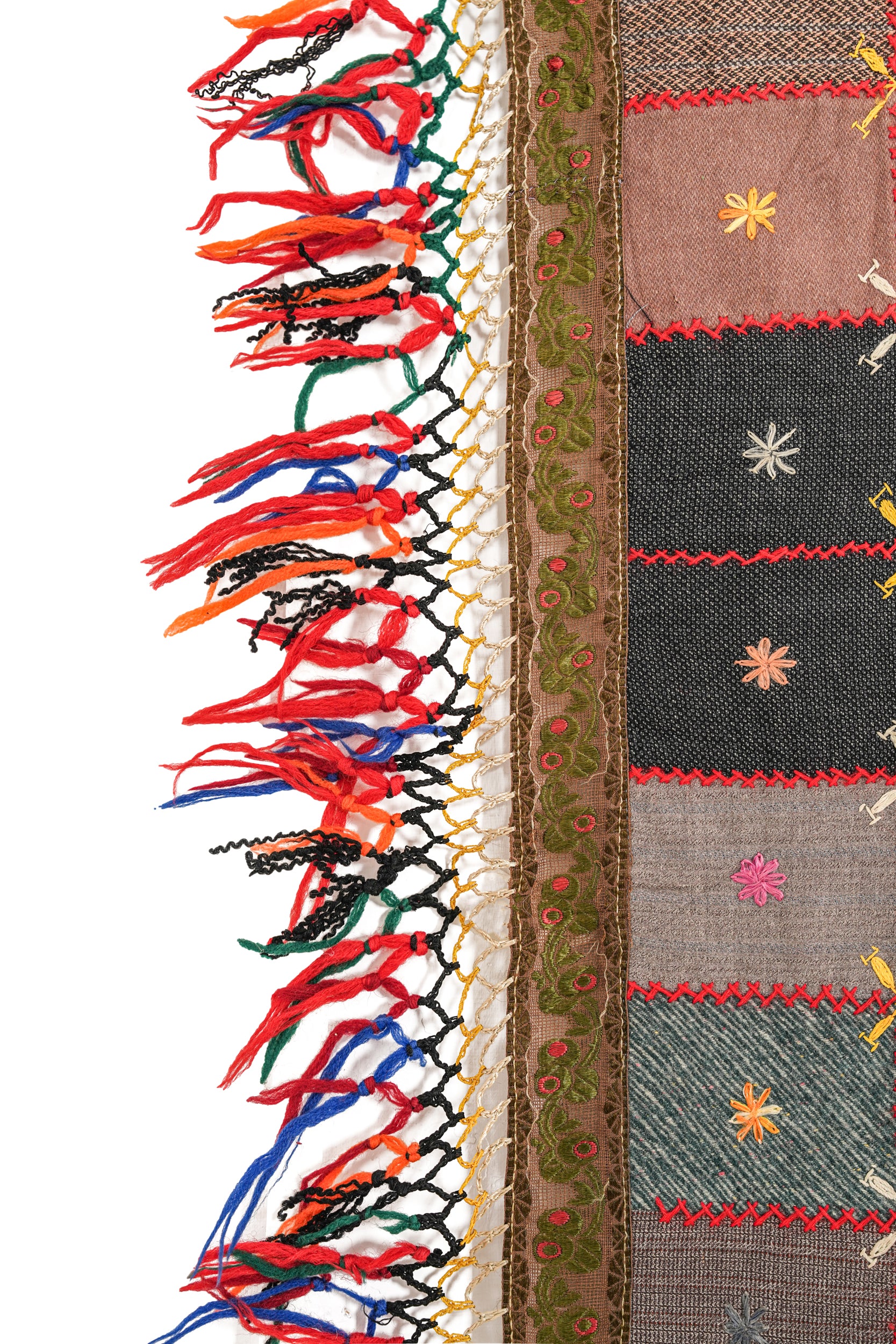 Vintage European Crazy Quilt textile 7'1" x 3'8"