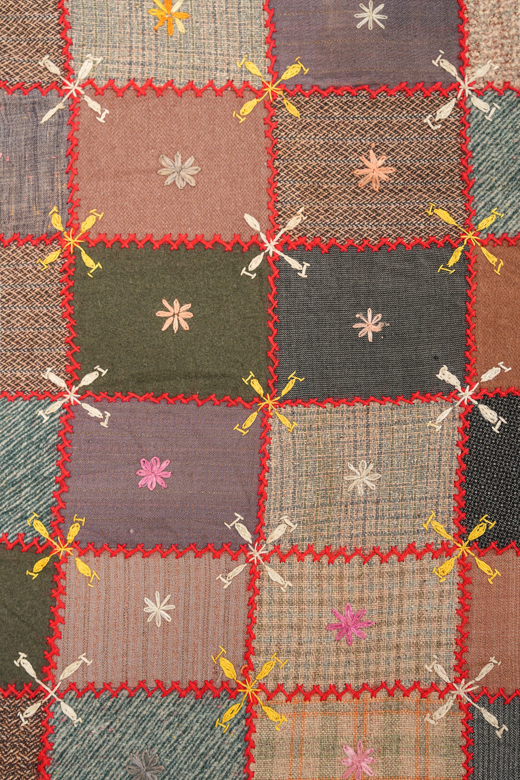 Vintage European Crazy Quilt textile 7'1" x 3'8"