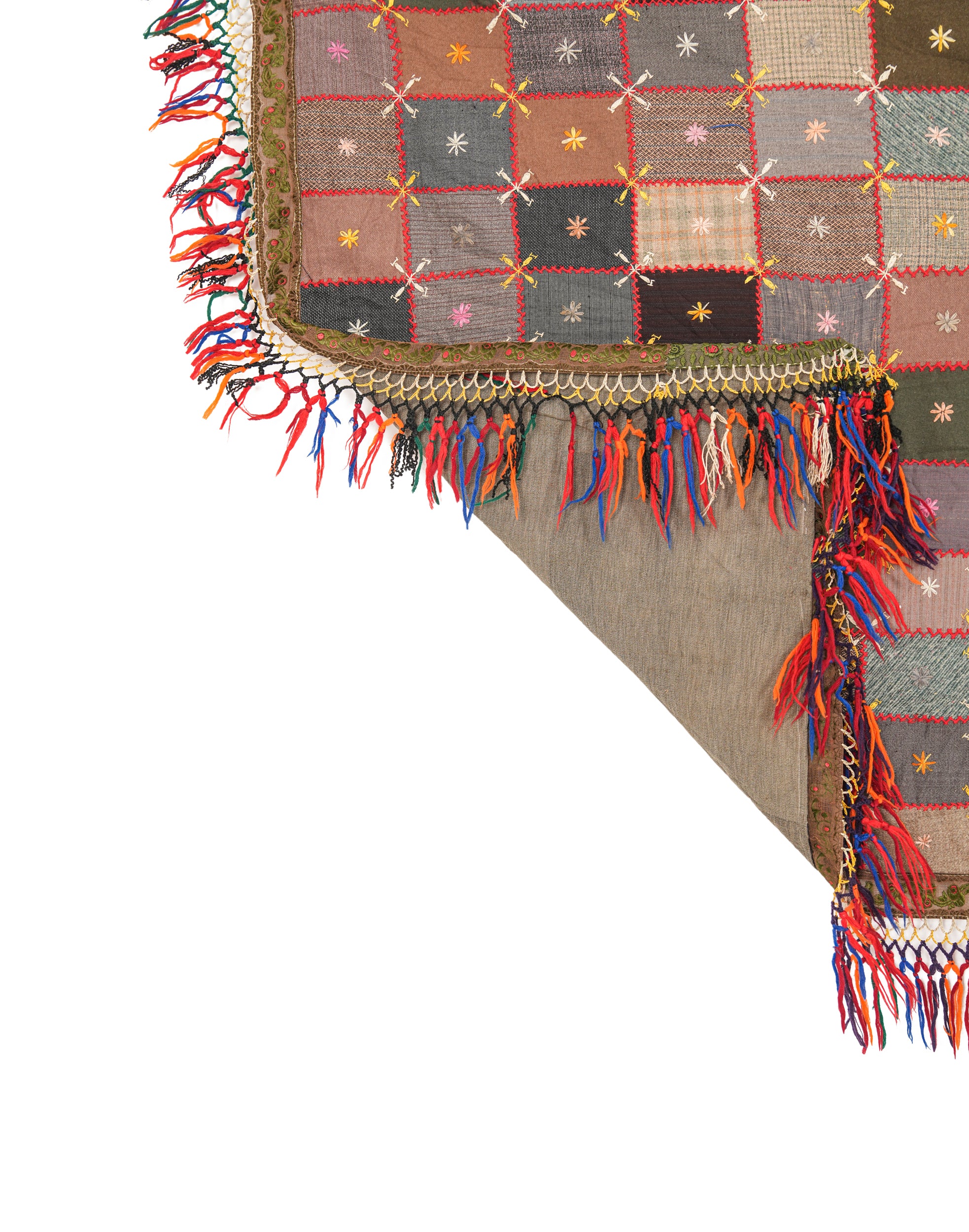 Vintage European Crazy Quilt textile 7'1" x 3'8"