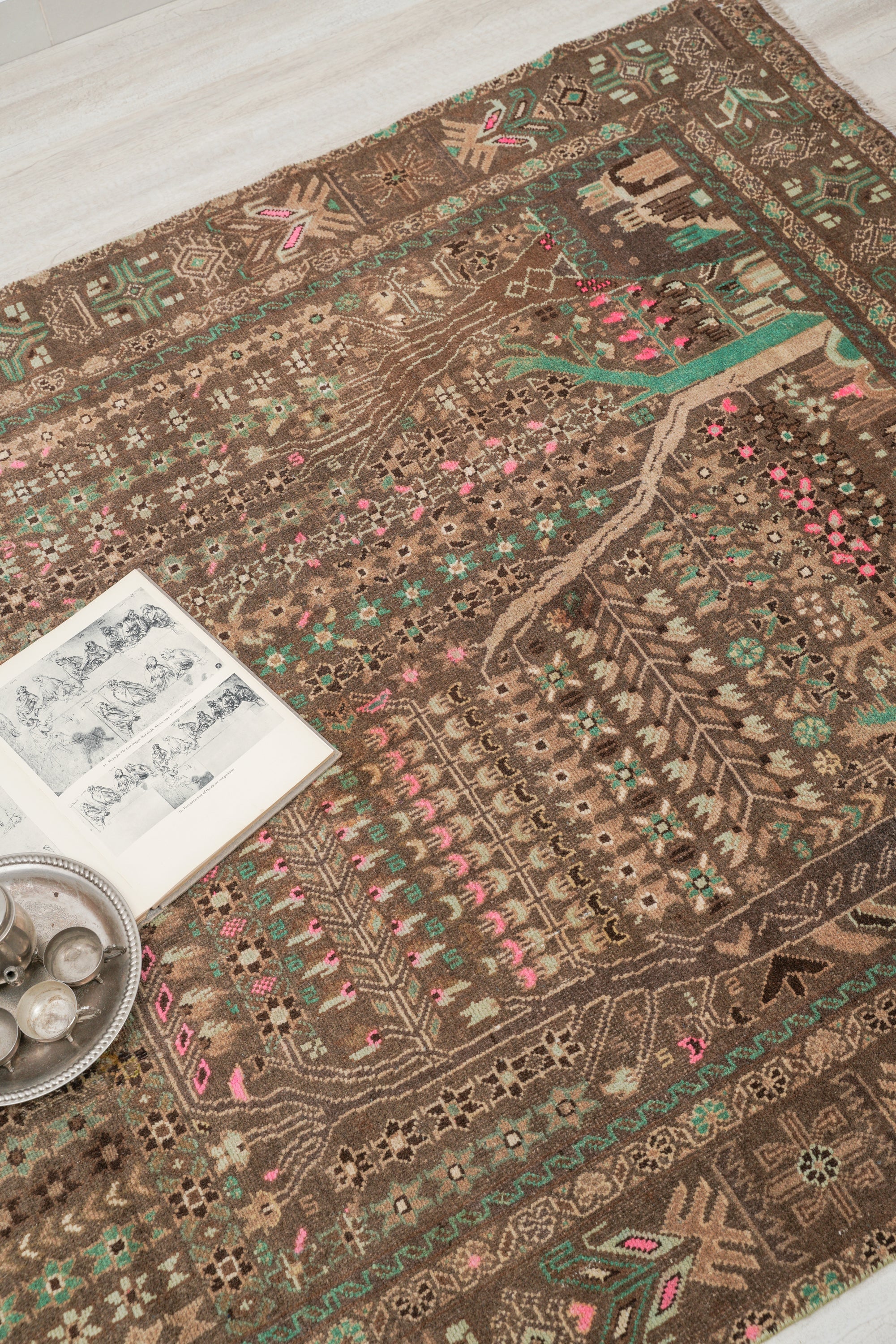 Vintage Baloch Tree Of Life Rug 8'8" x 4'8"