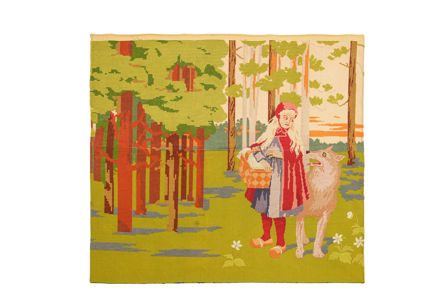 Vintage Scandinavian Tapestry Textile 3'9" x 4'2"