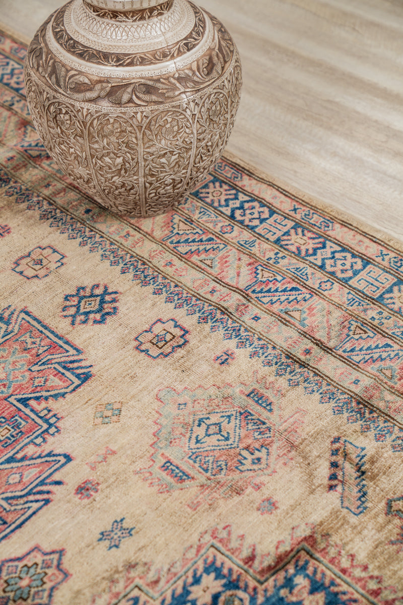 Vintage Afghan Kazak Rug 7'7" x 5'6"