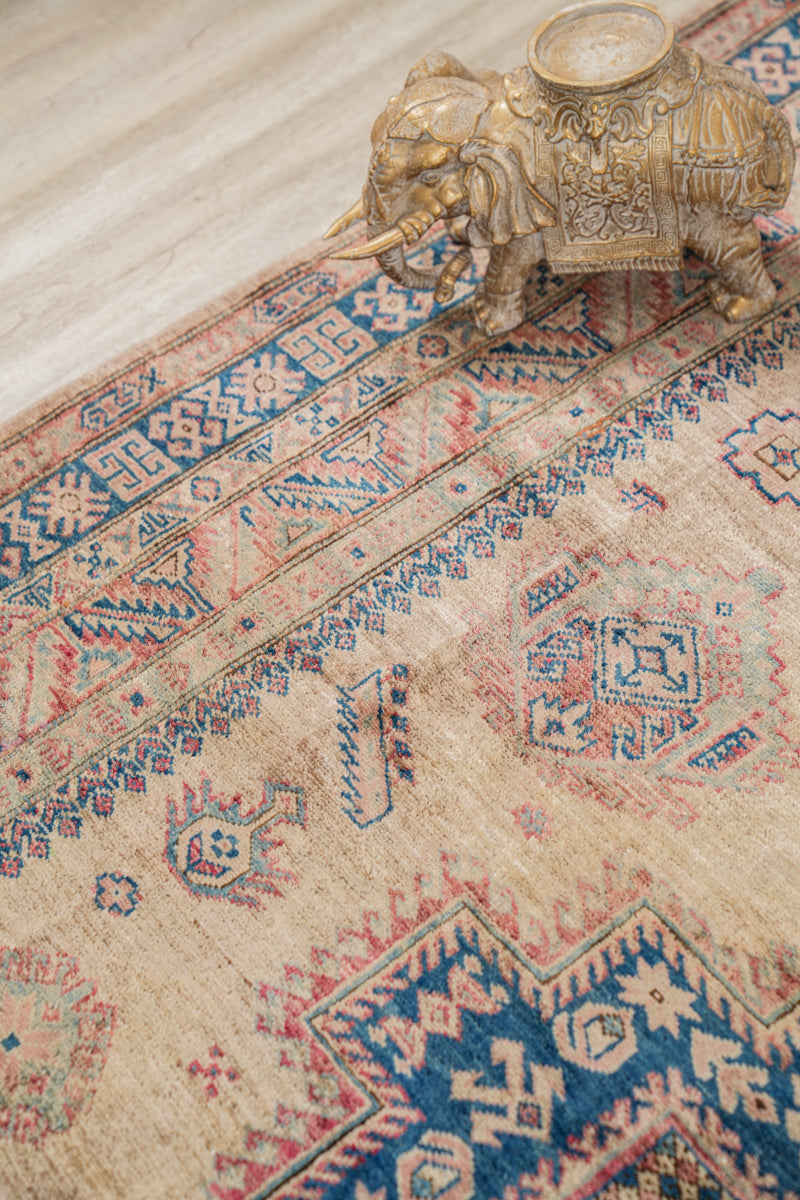 Vintage Afghan Kazak Rug 7'7" x 5'6"