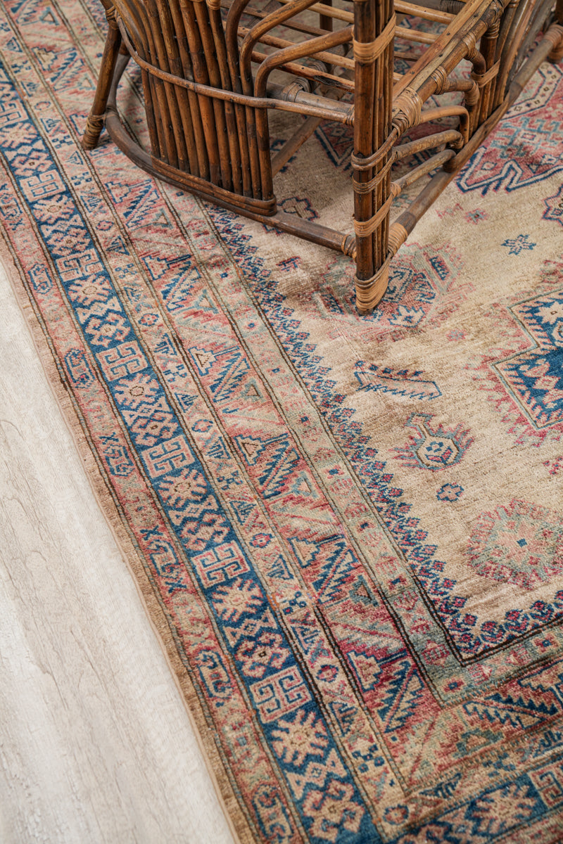 Vintage Afghan Kazak Rug 7'7" x 5'6"