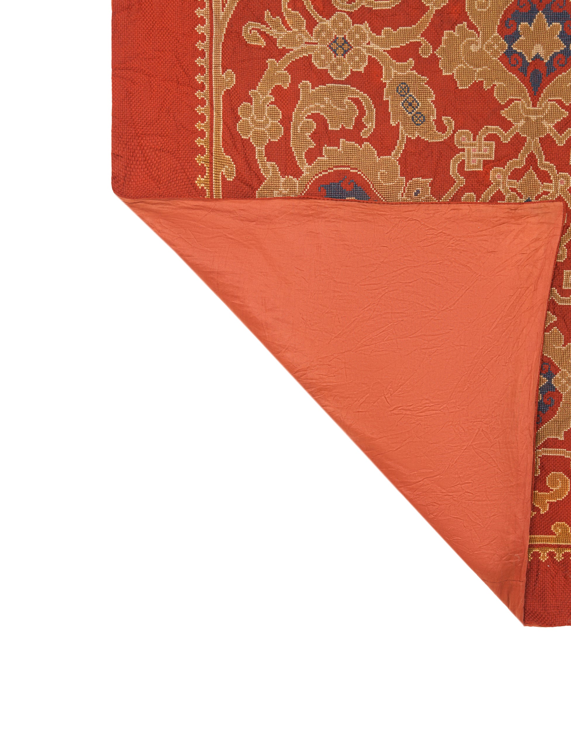 Vintage Scandinavian Cross Stich Textile 5'2" X 5'2"