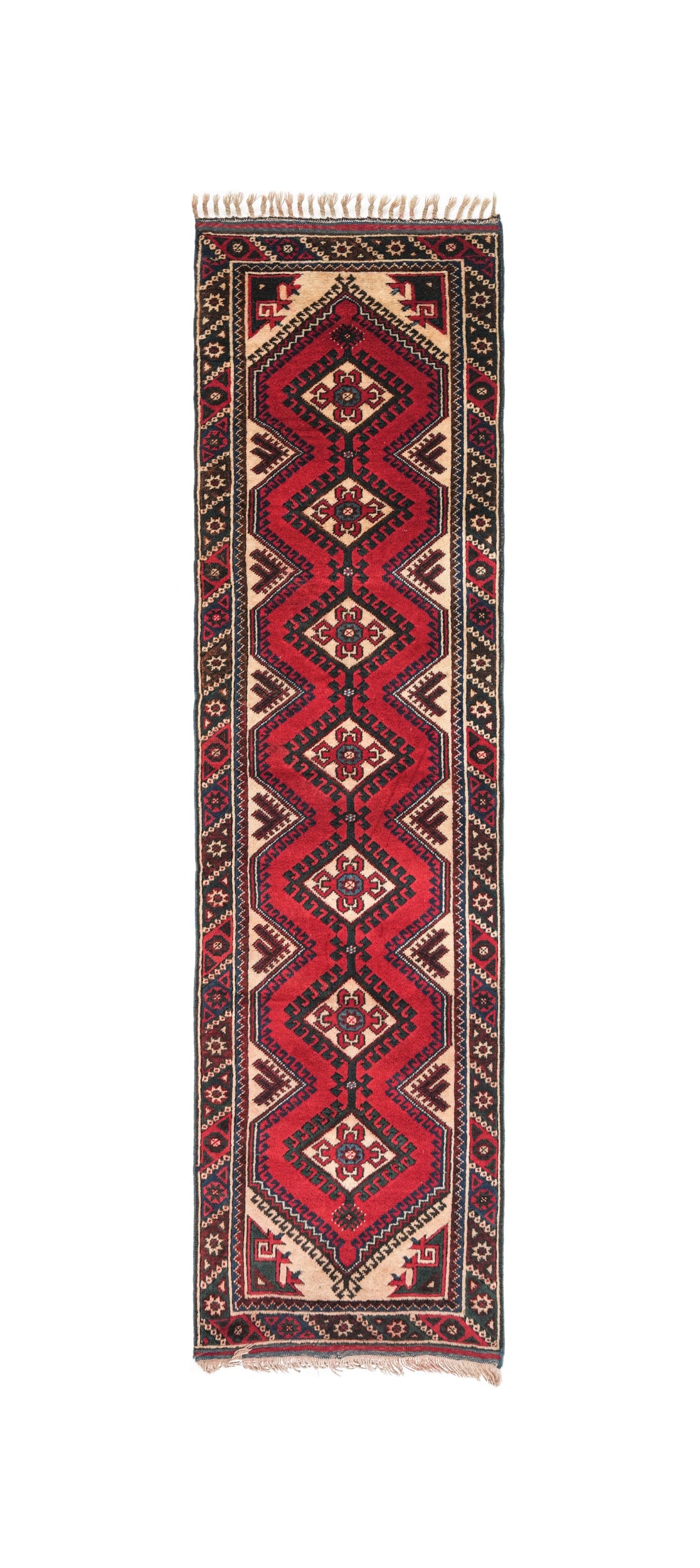 Vintage Turkish Kazak Hallway Rug 9'3" x 2'7"