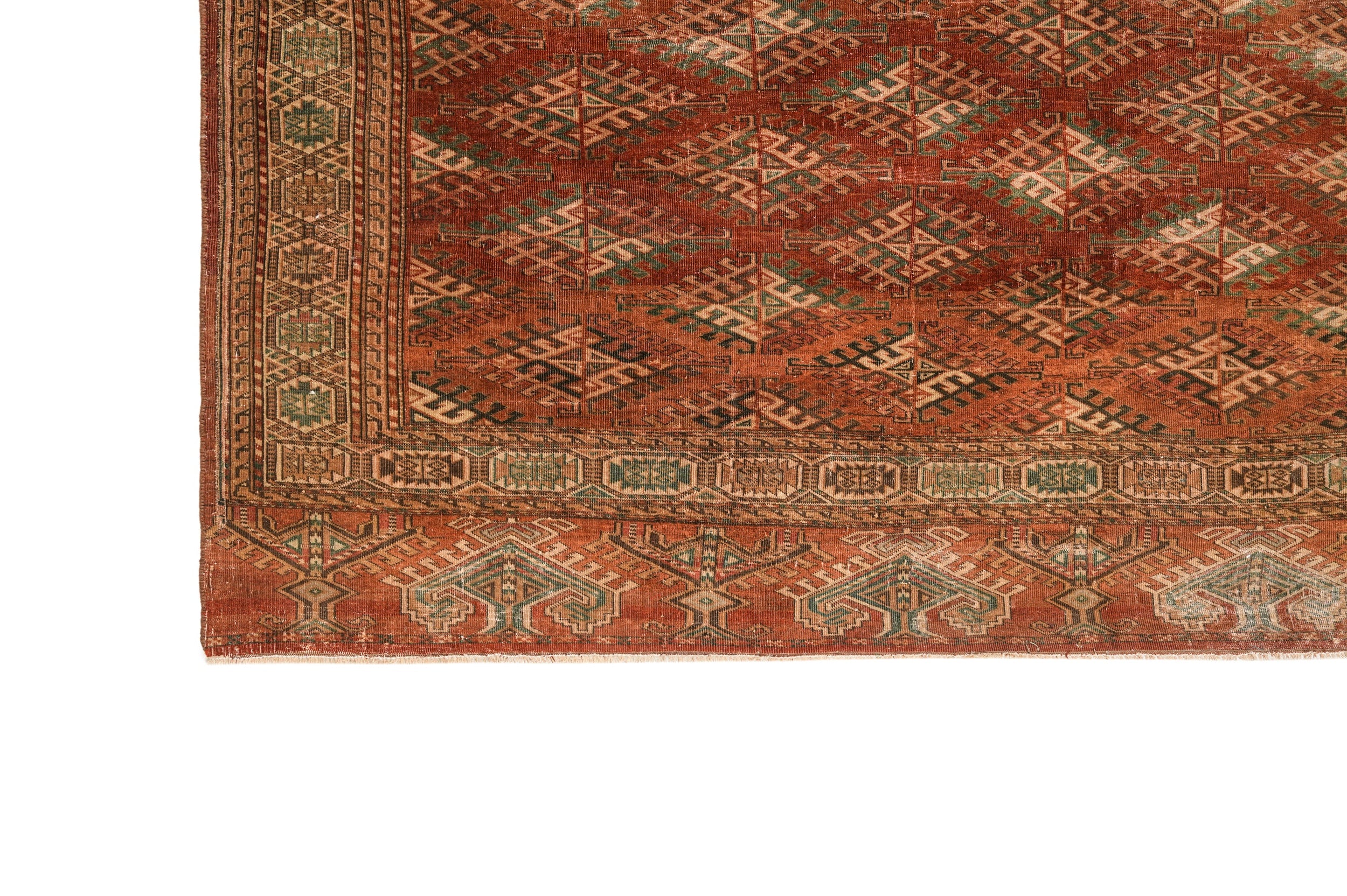 Vintage Turkmen Yamoud Rug 9'9" X 6'7"