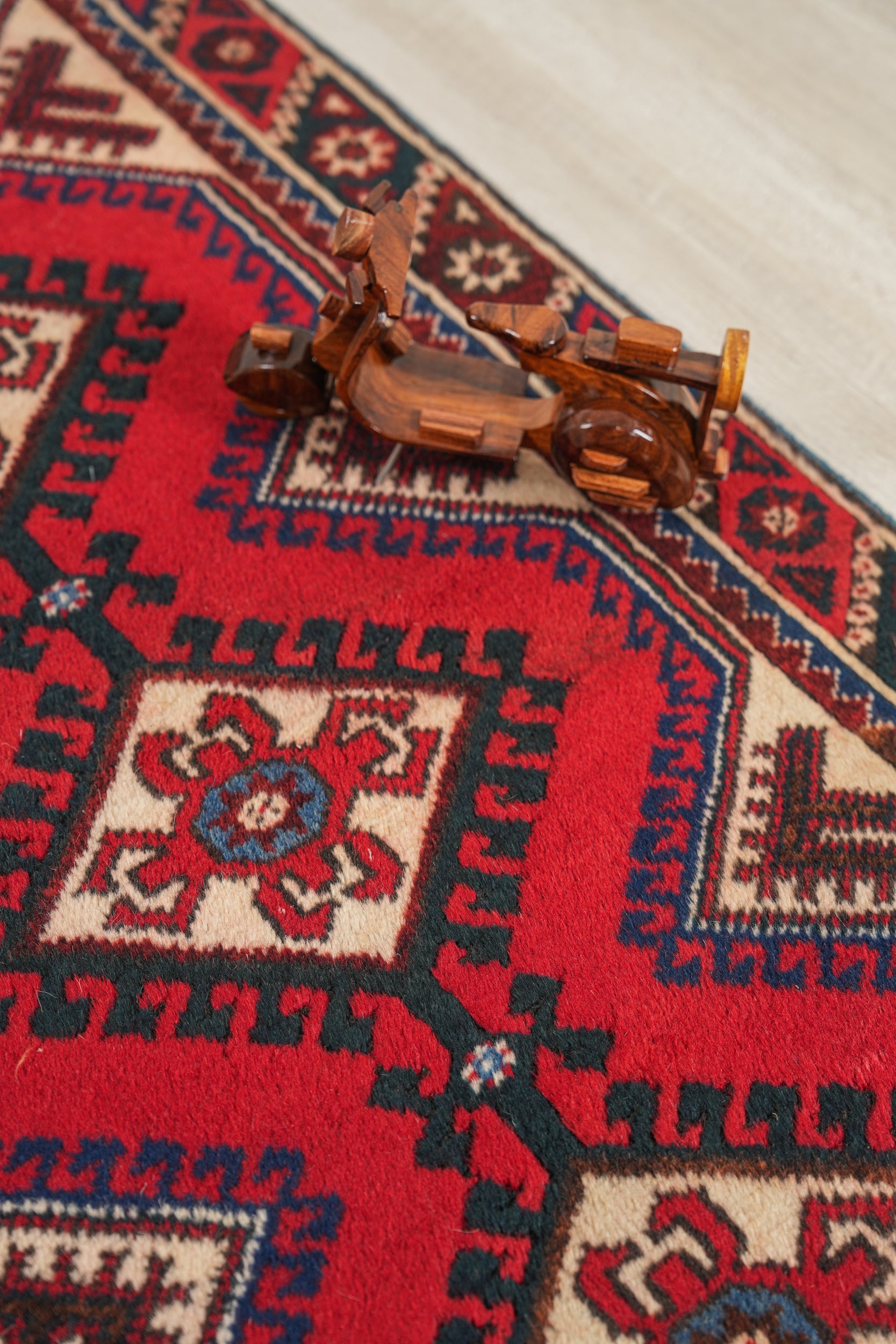 Vintage Turkish Kazak Hallway Rug 9'3" x 2'7"