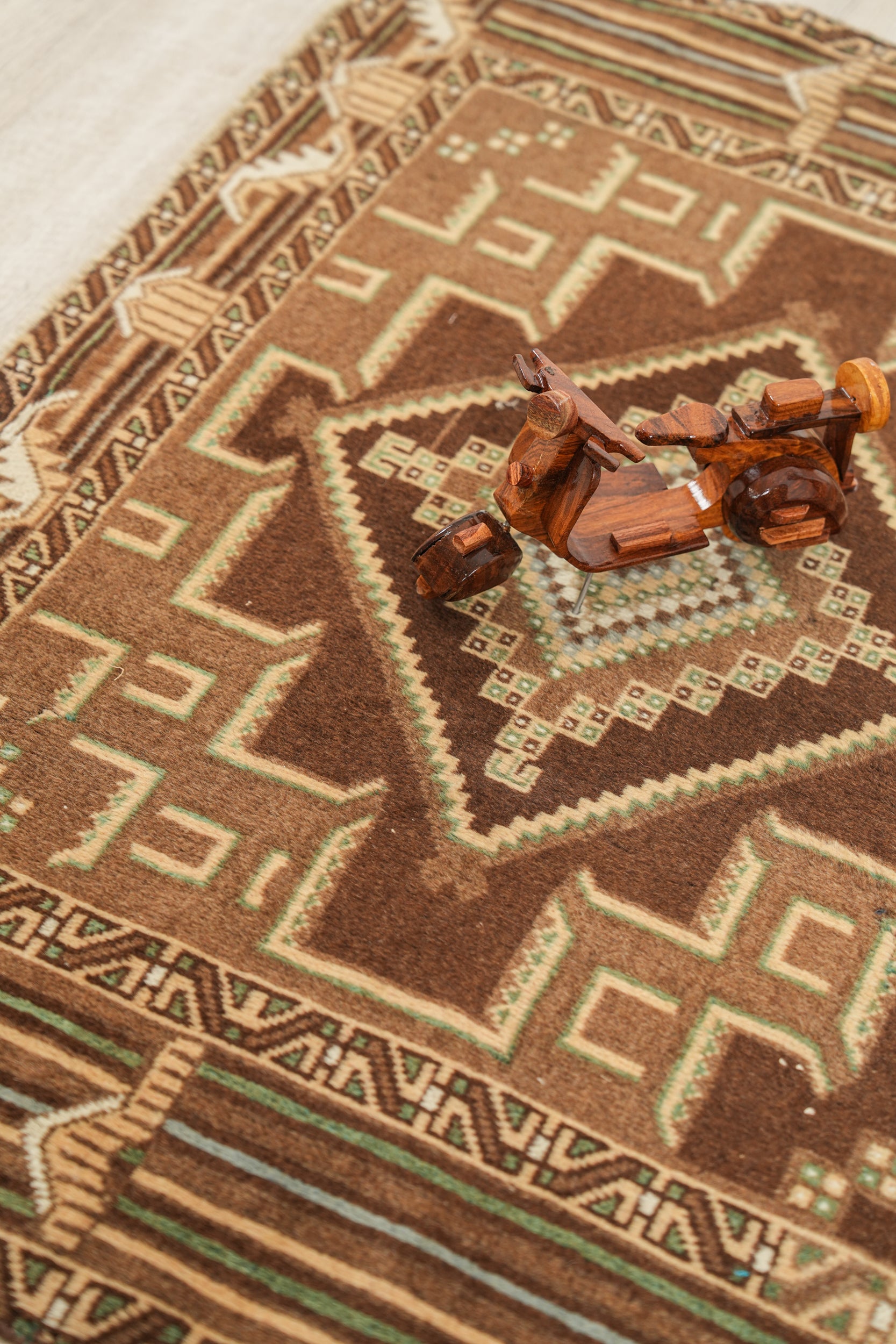 Vintage Baloch Fragment Rug 3'10" x 3'4"