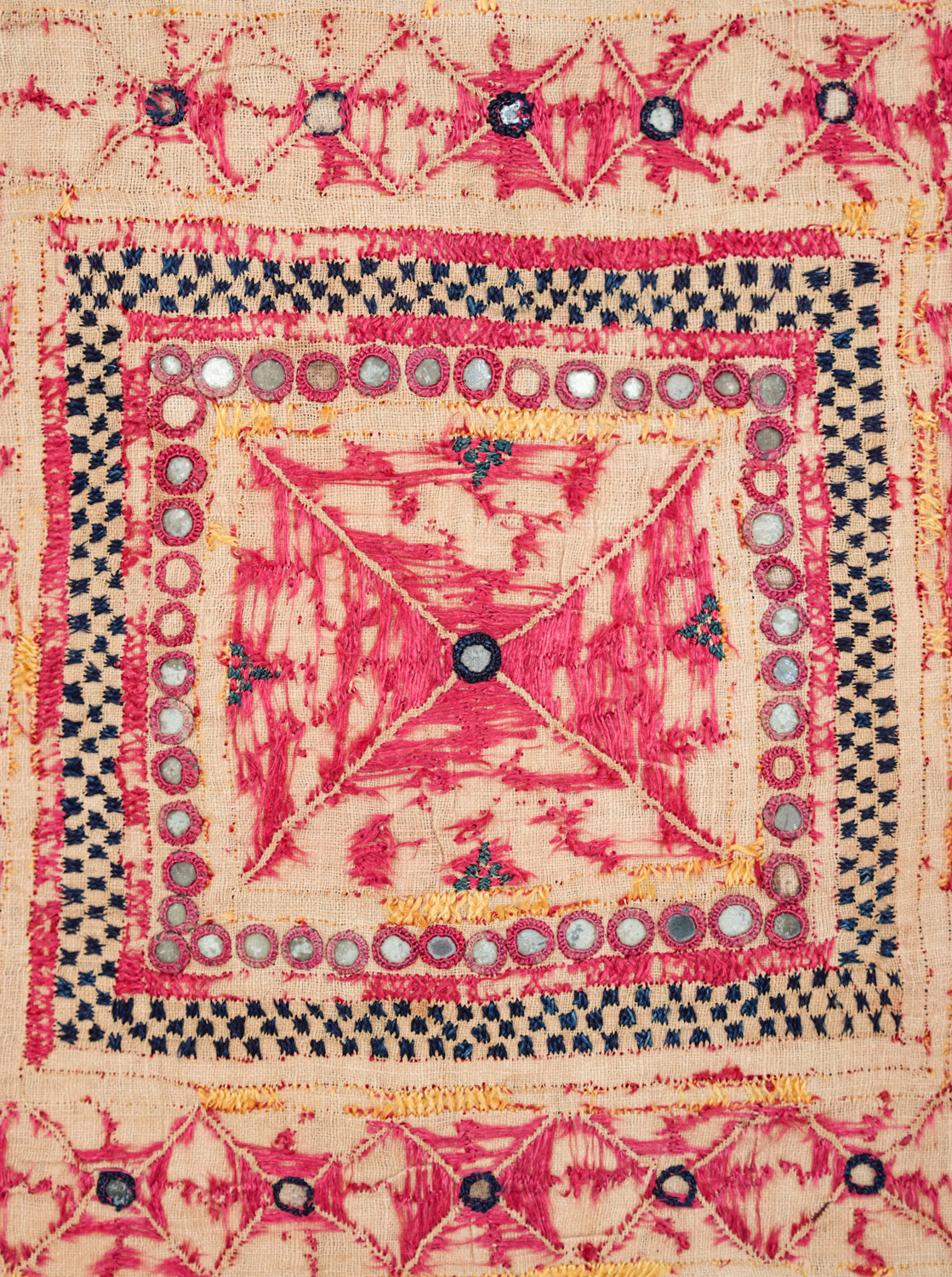 Vintage Indian Banjara Chakla Textile 3' x 3'
