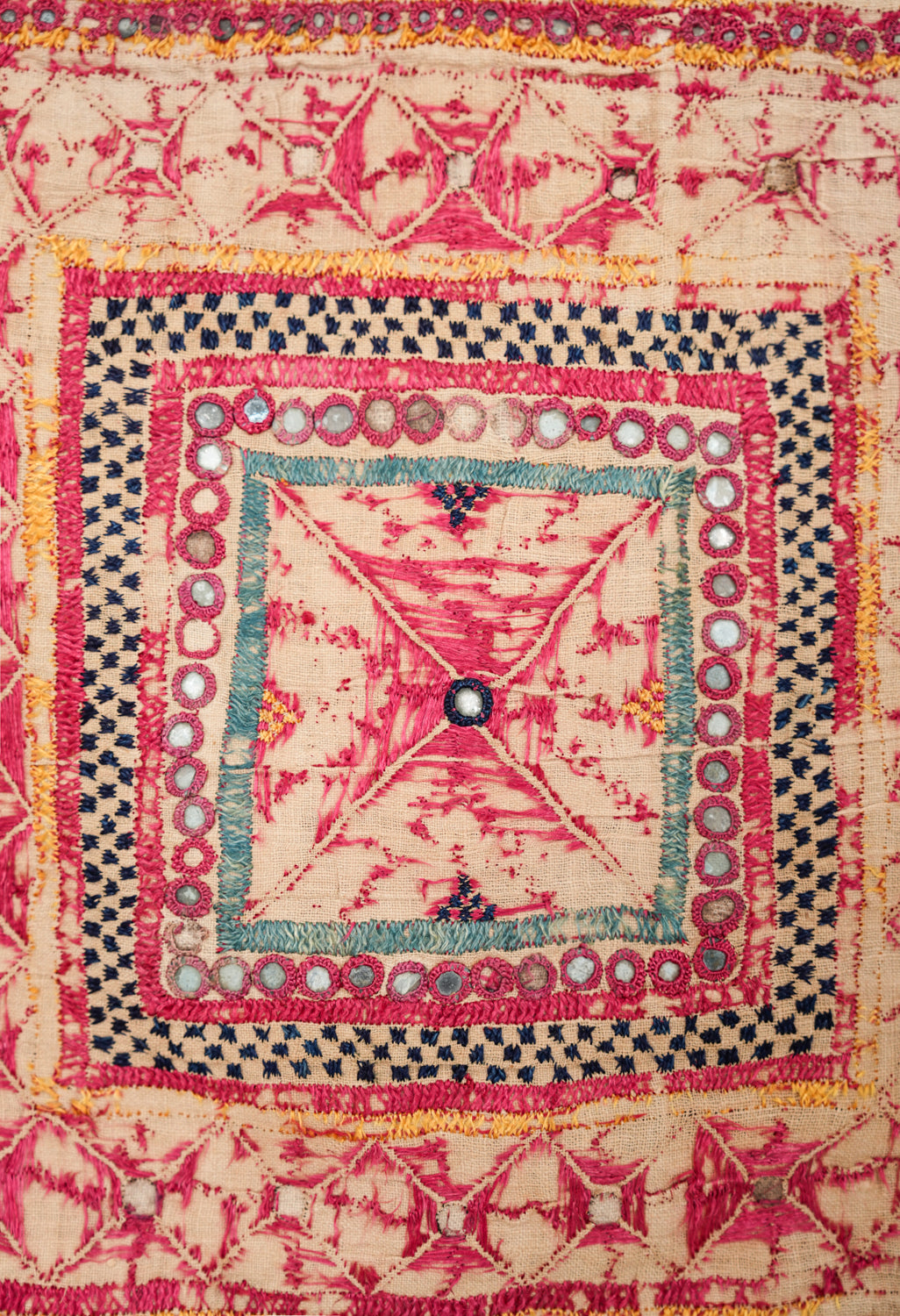 Vintage Indian Banjara Chakla Textile 3' x 3'