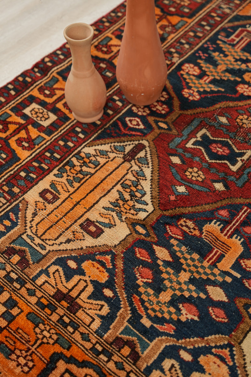 Vintage Turkish Fragment Rug 4'6" x 4'4"