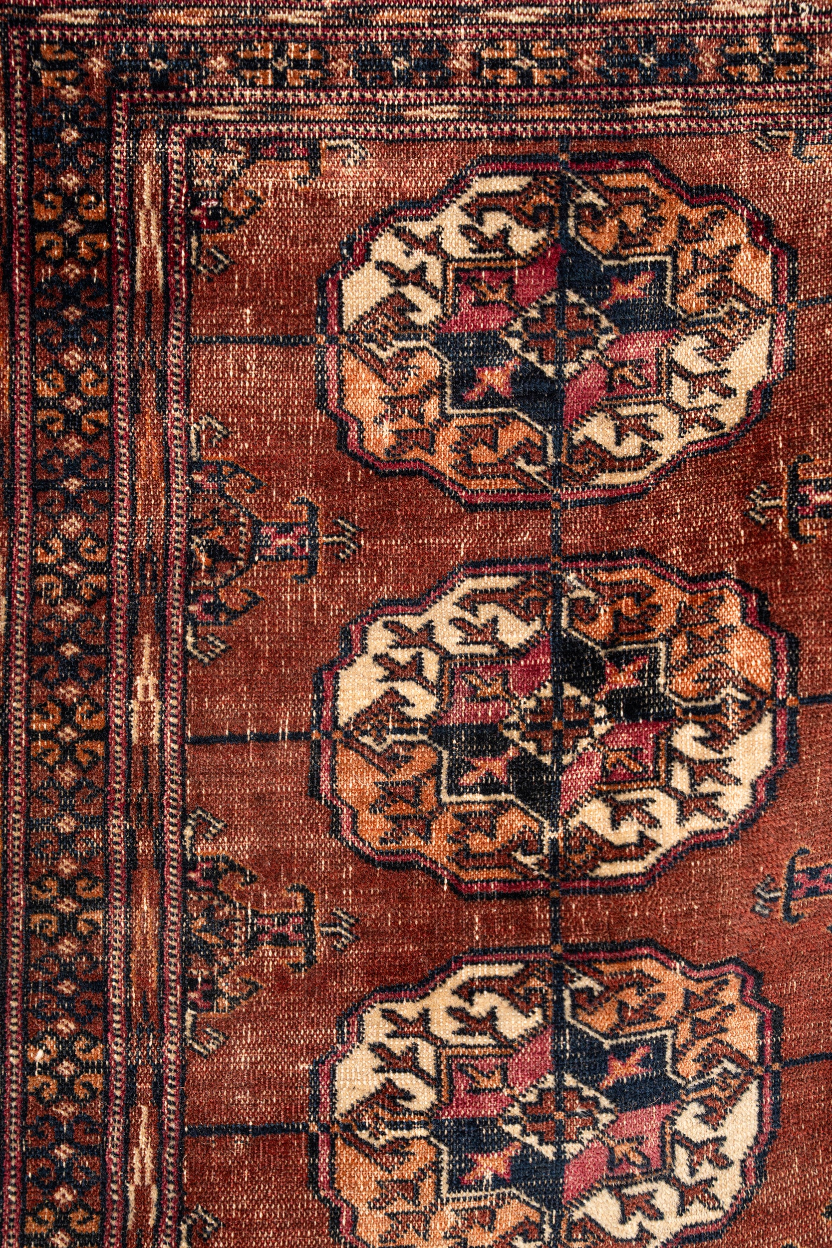 Antique Turkmen Bokhara Rug Fragment 3'6" x 2'9"