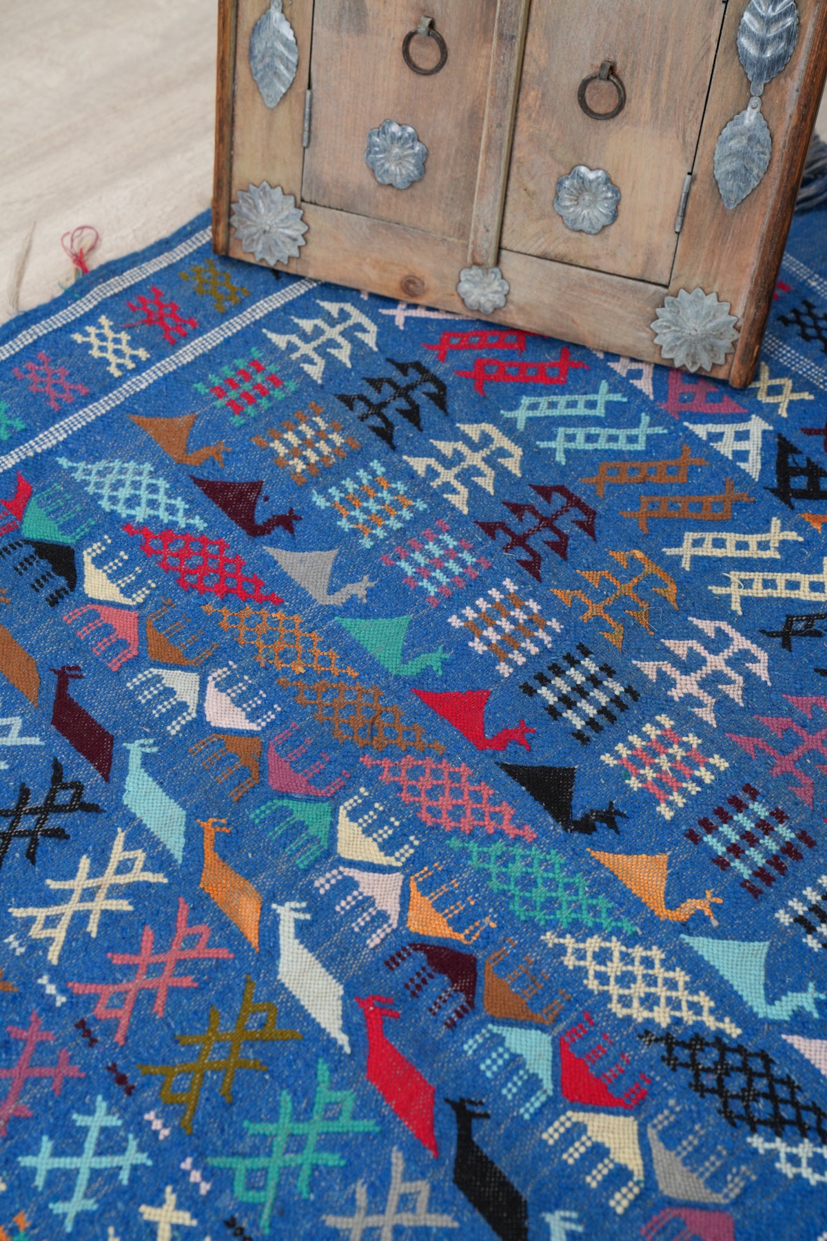 VINTAGE MOROCCAN INDIGO KILIM 4'6 X 3'
