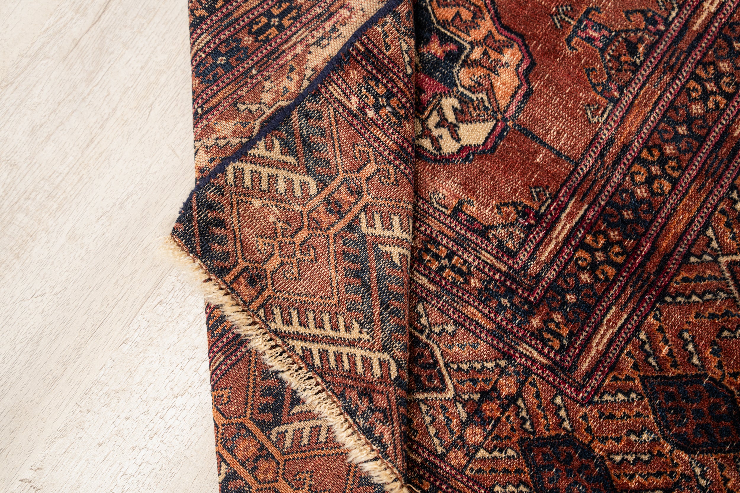 Antique Turkmen Bokhara Rug Fragment 3'6" x 2'9"