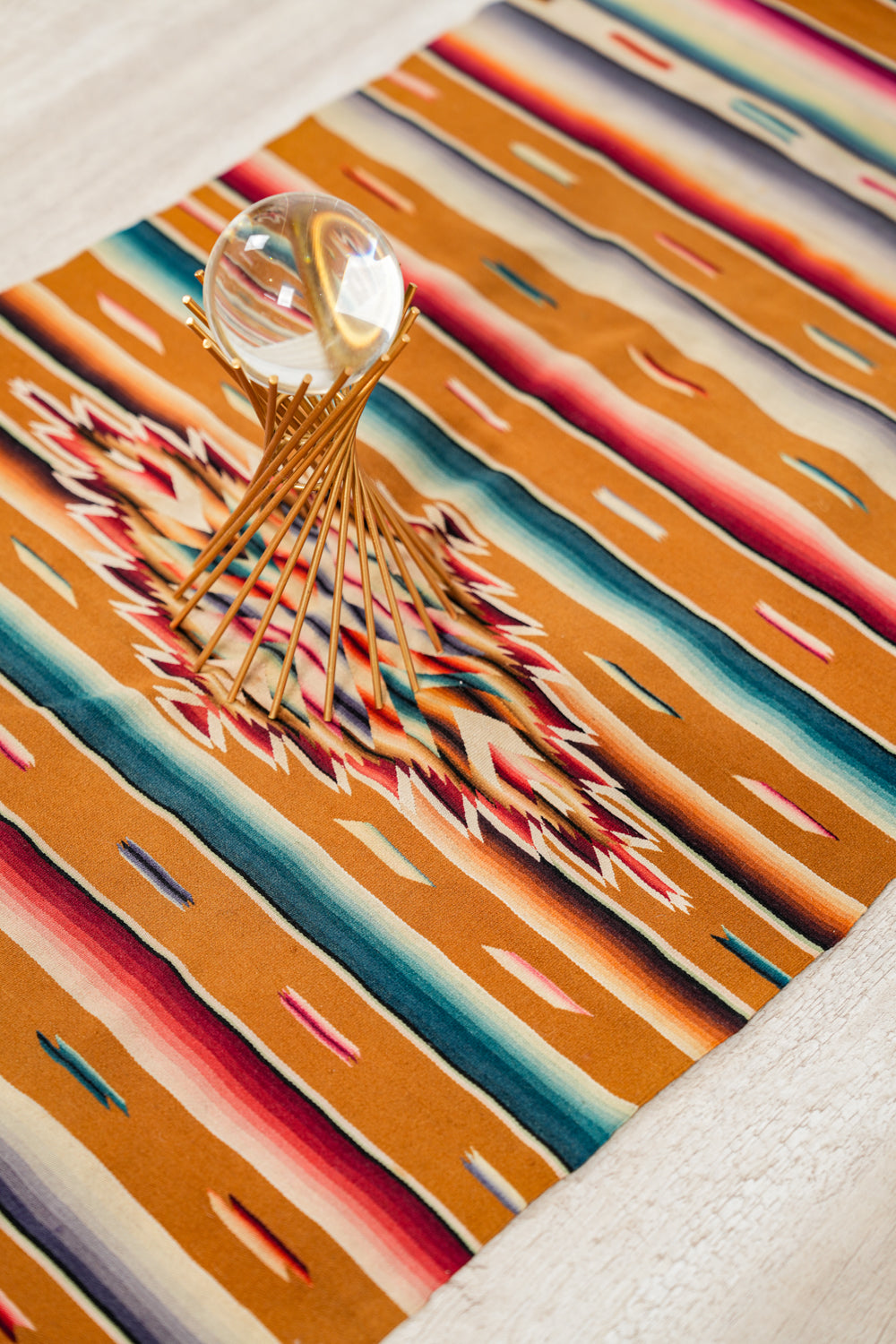 Vintage Mexican Saltillo Serape Textile 3'9" x 1'9"