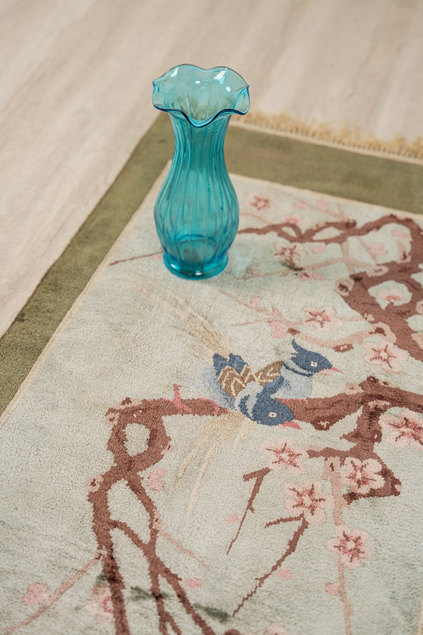 Vintage Silk Chinese Pictorial Rug 3'10" x 2'