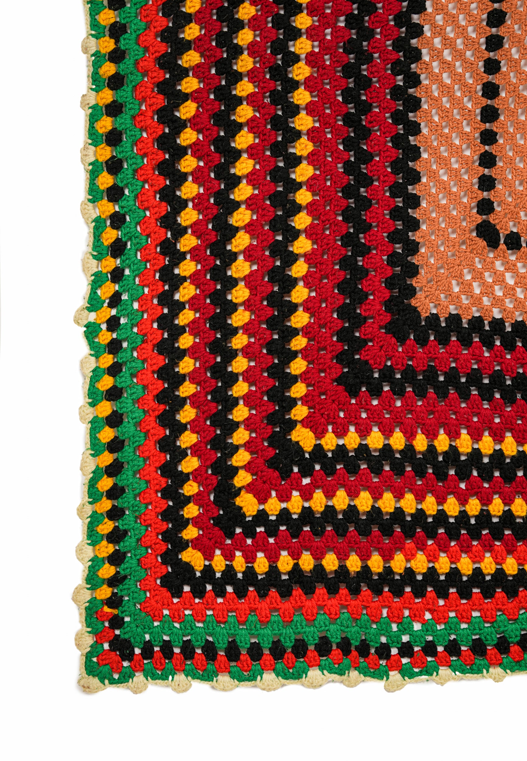 Vintage Scandinavian Crochet Textile 5'6" x 5'4"