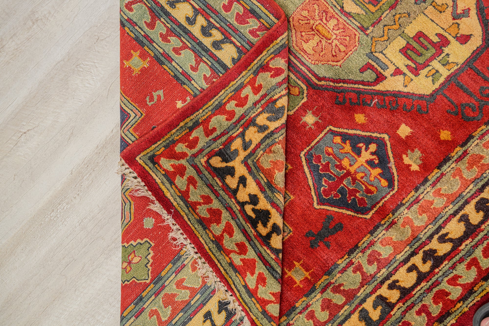Antique EUROPEAN Tetex Hook Rug 7'1" x 3'8"