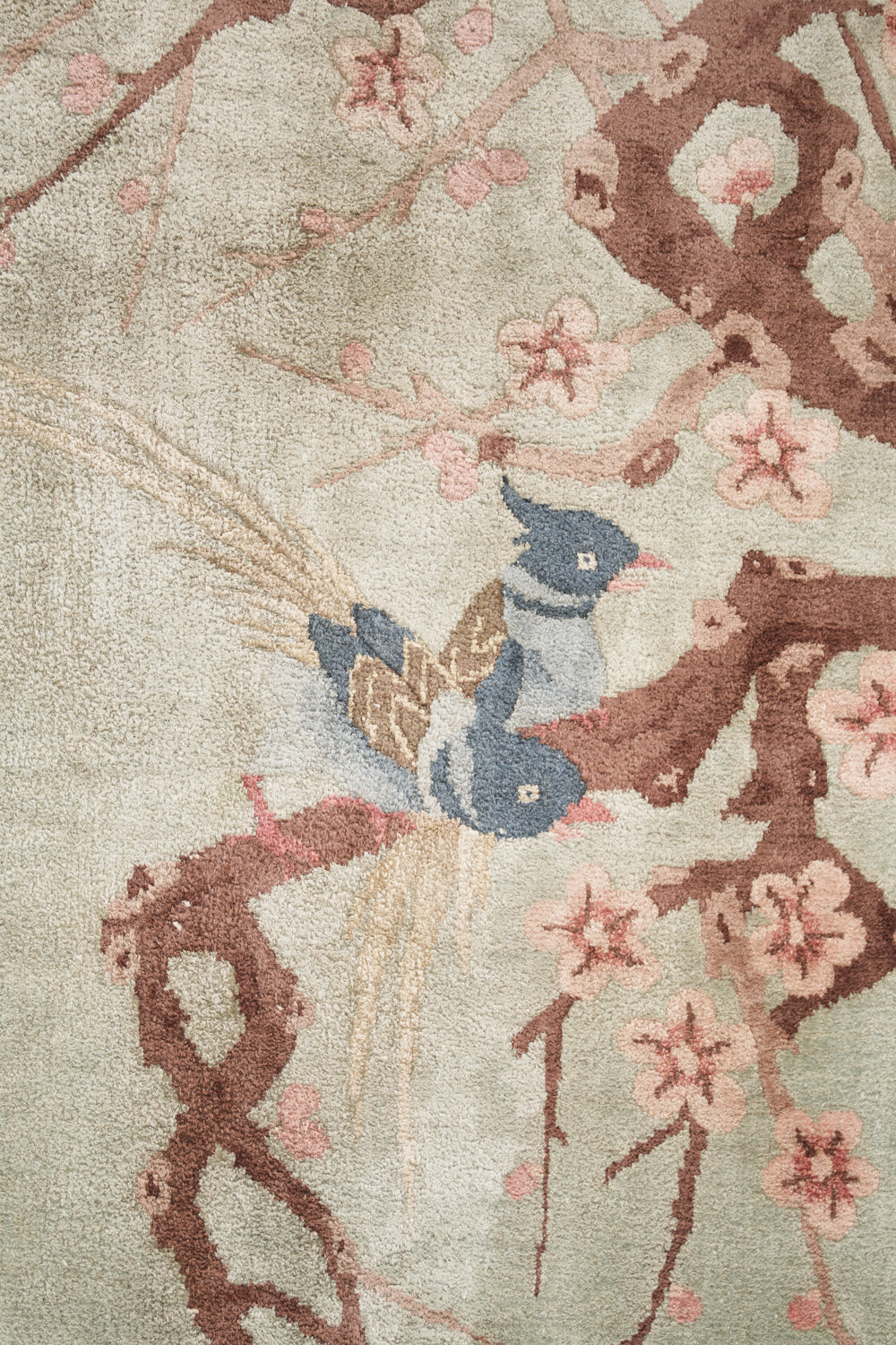 Vintage Silk Chinese Pictorial Rug 3'10" x 2'