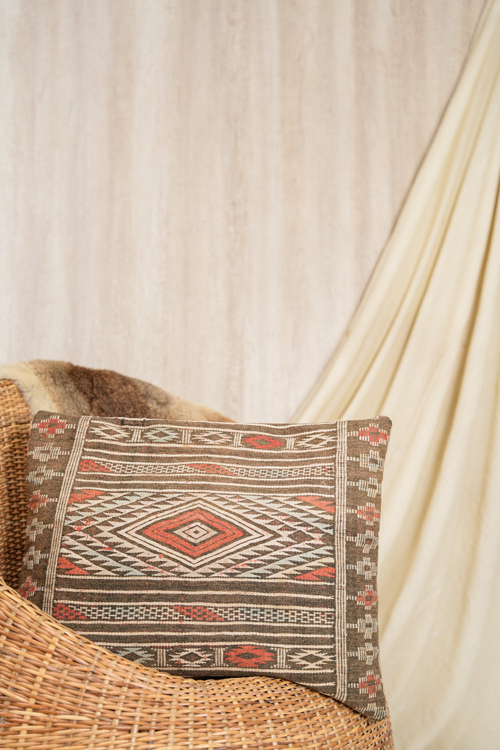 Vintage Tunisian Tribal Cushion Cover 2' x 1'7"