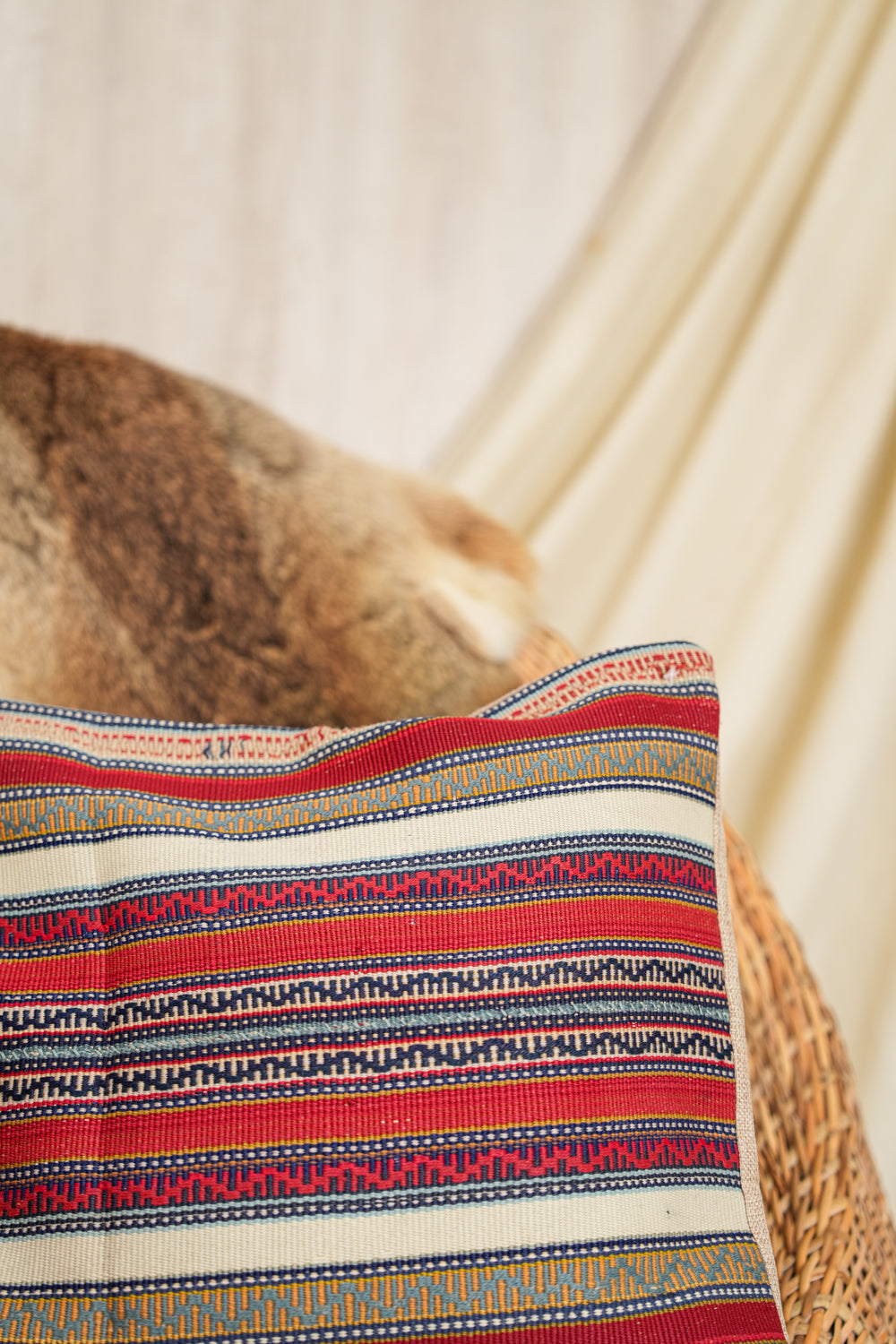Vintage Caucasian Jajim Cushion Cover 1'4" X 1'4"