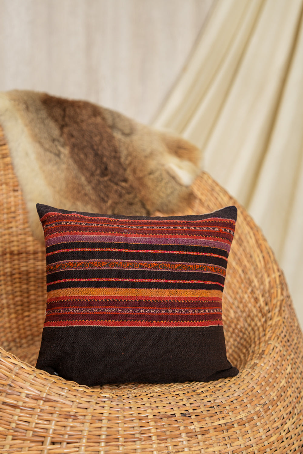 Vintage Peruvian Cushion Pair 1'2" x 1'